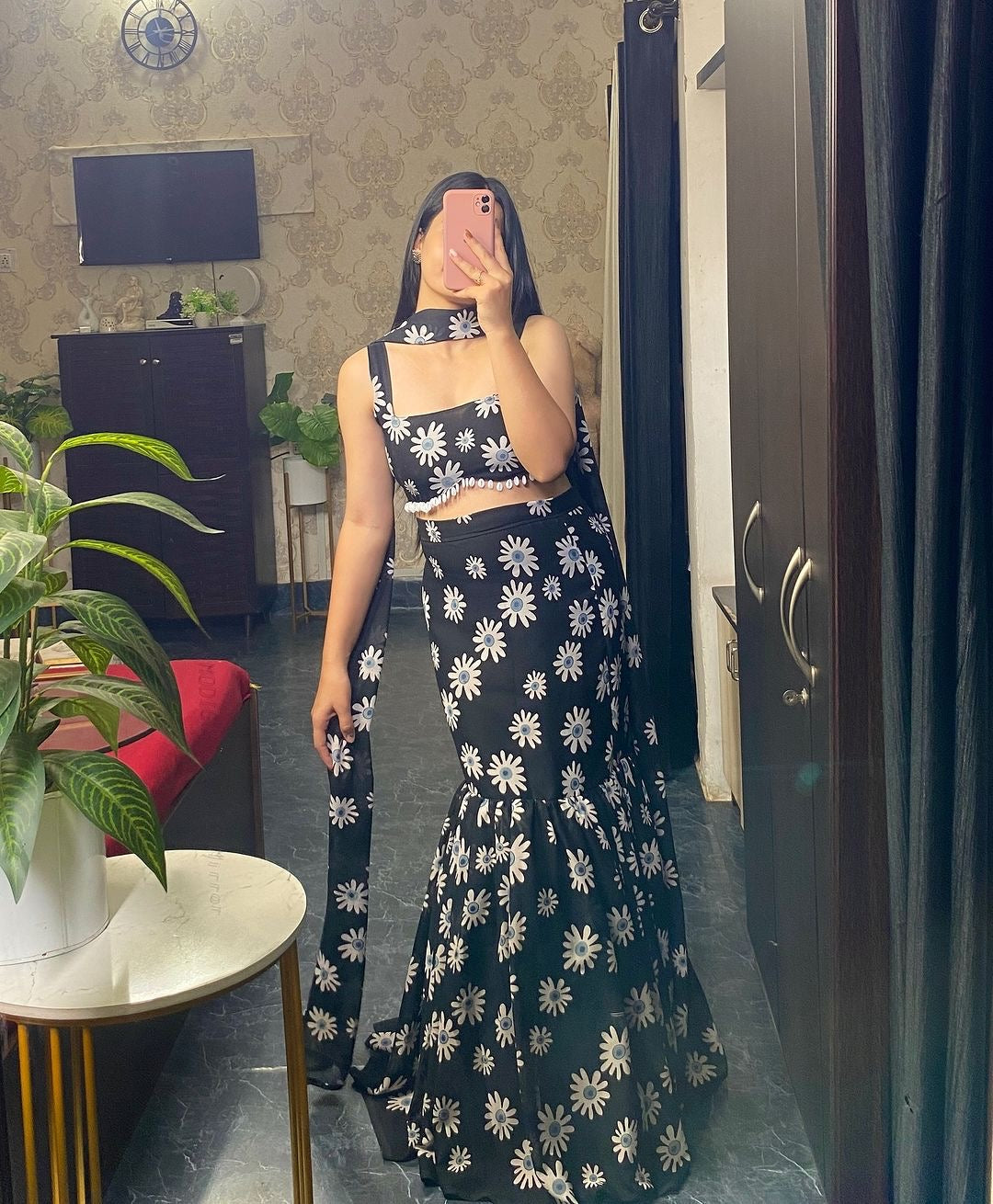 Black Pure Geroegette Printed Suit set