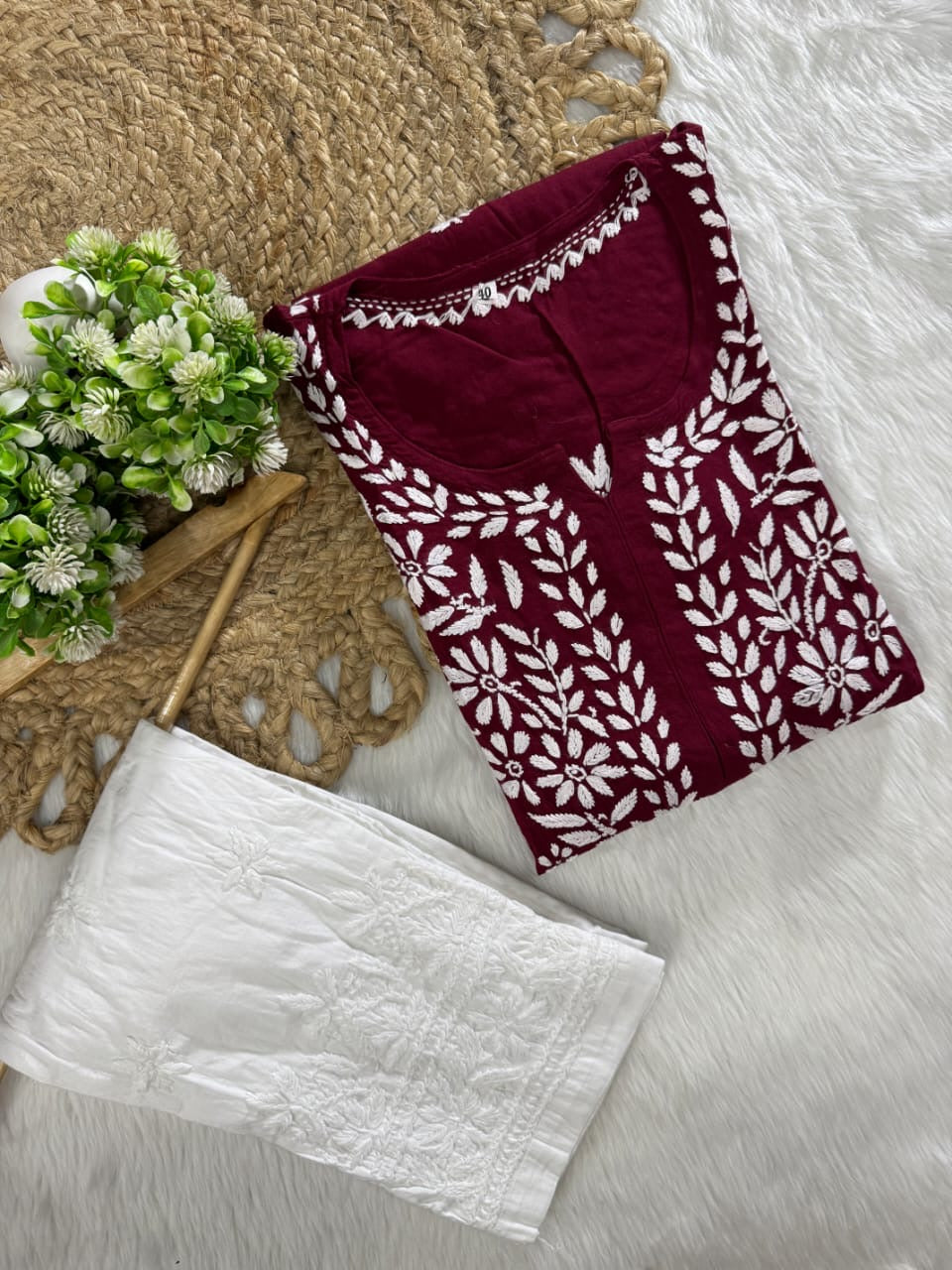 Rayon Long Chikan Kurtas