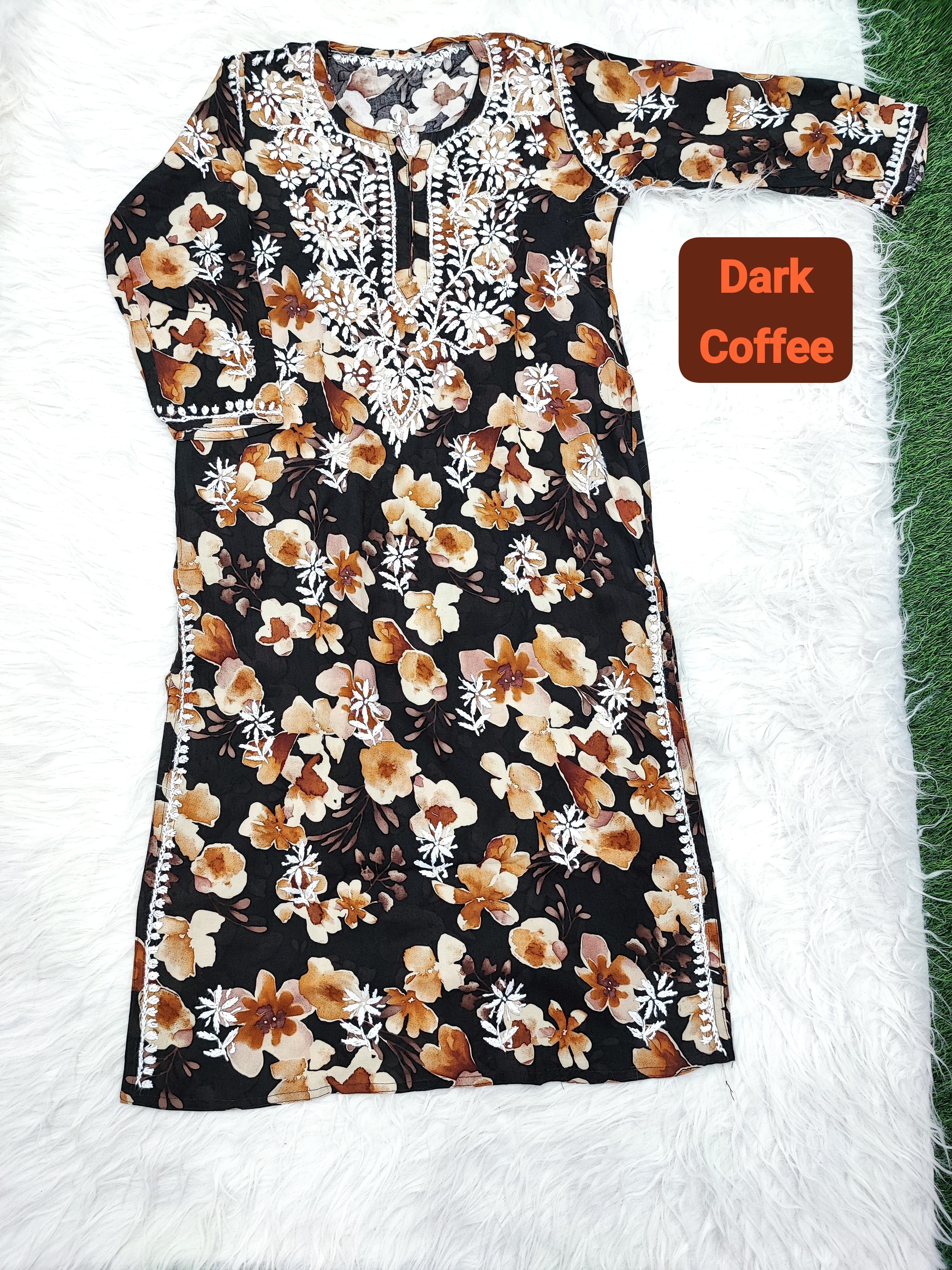 Iron Free Comfy Perfect Ready Chikan Floral Kurta