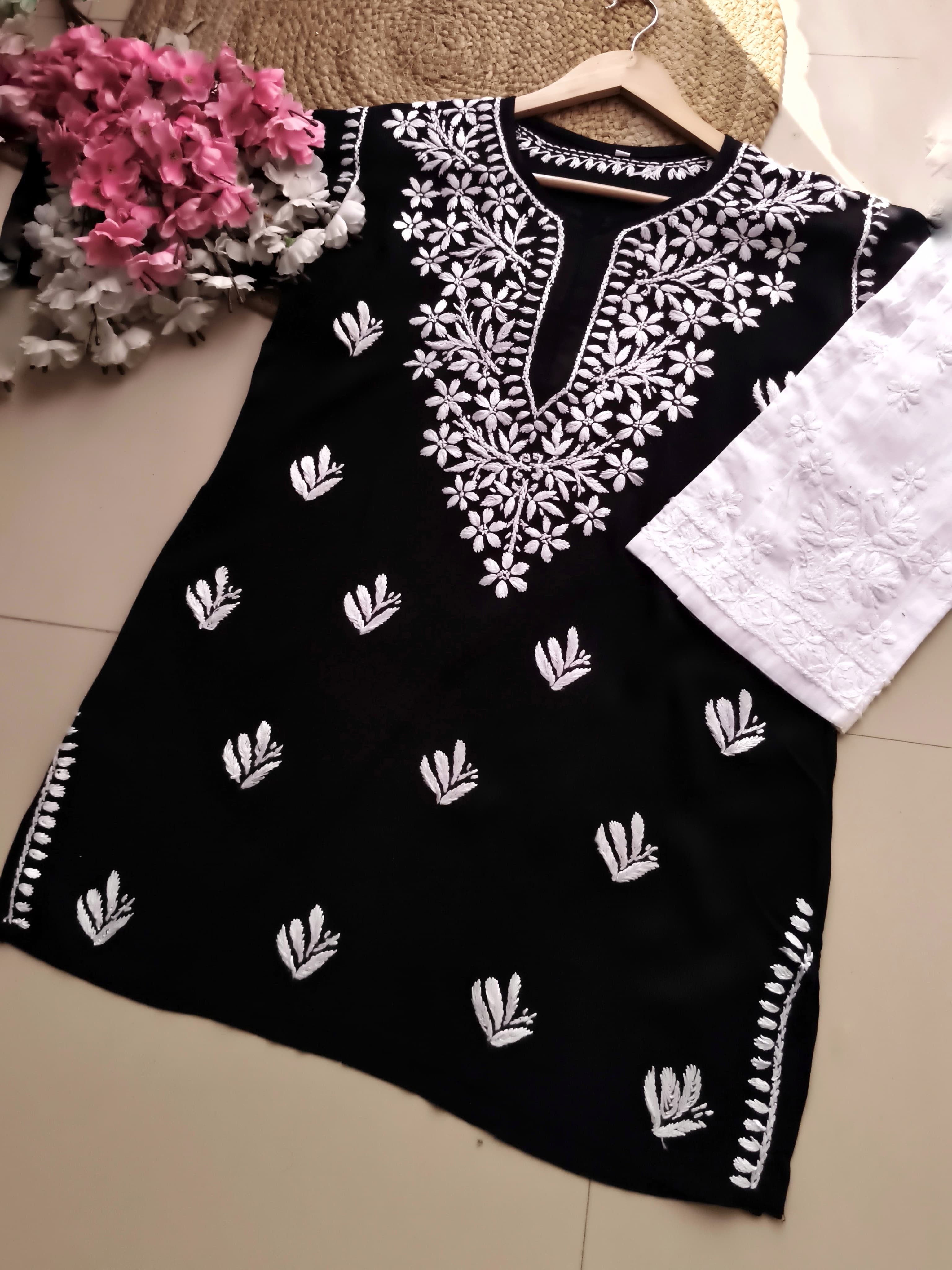 Summer Essential Daily / College / Office Wear Chikan Short Tops