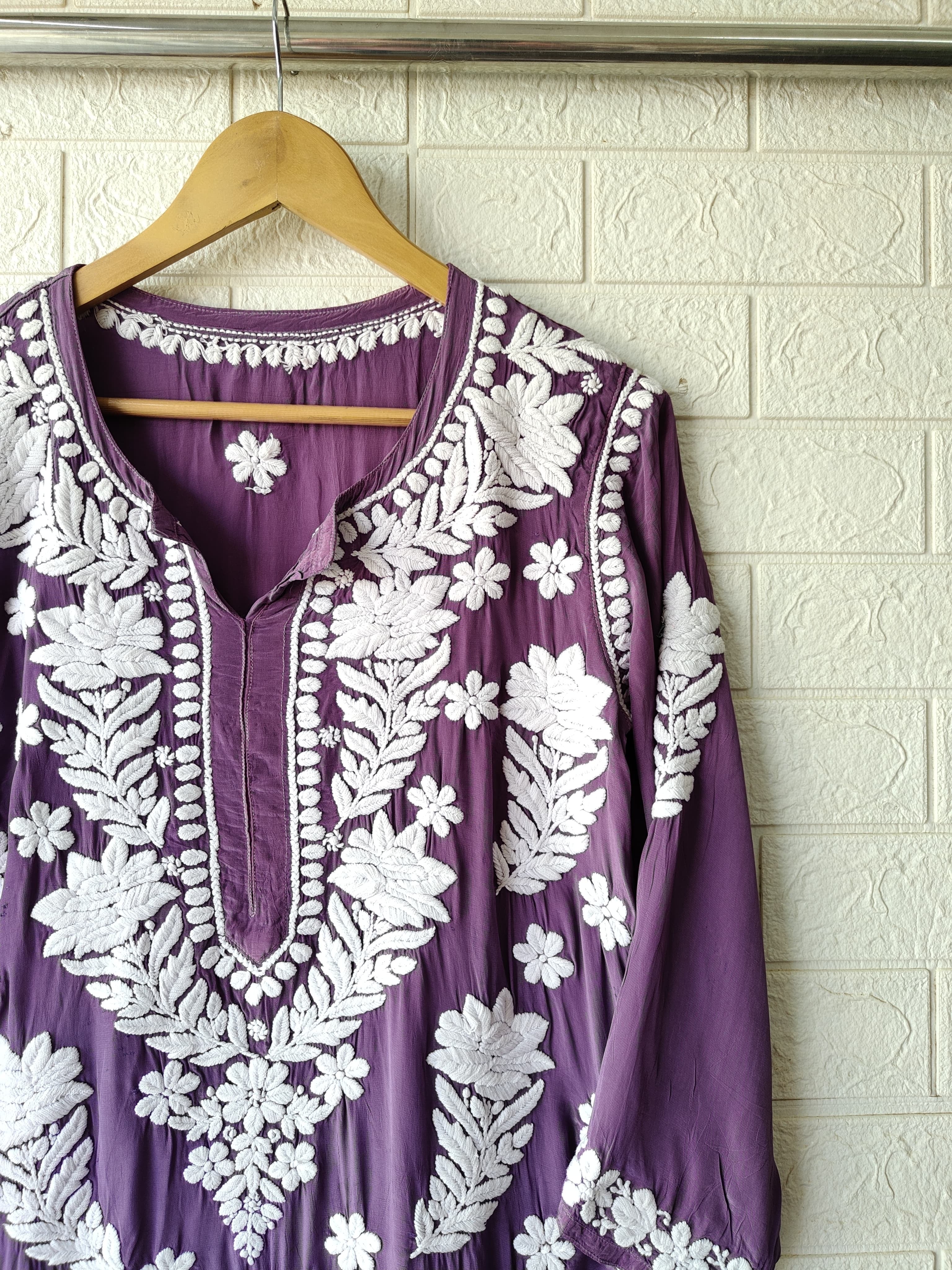 Creepe Silk Heavy work lucknowi Luxury Kurta