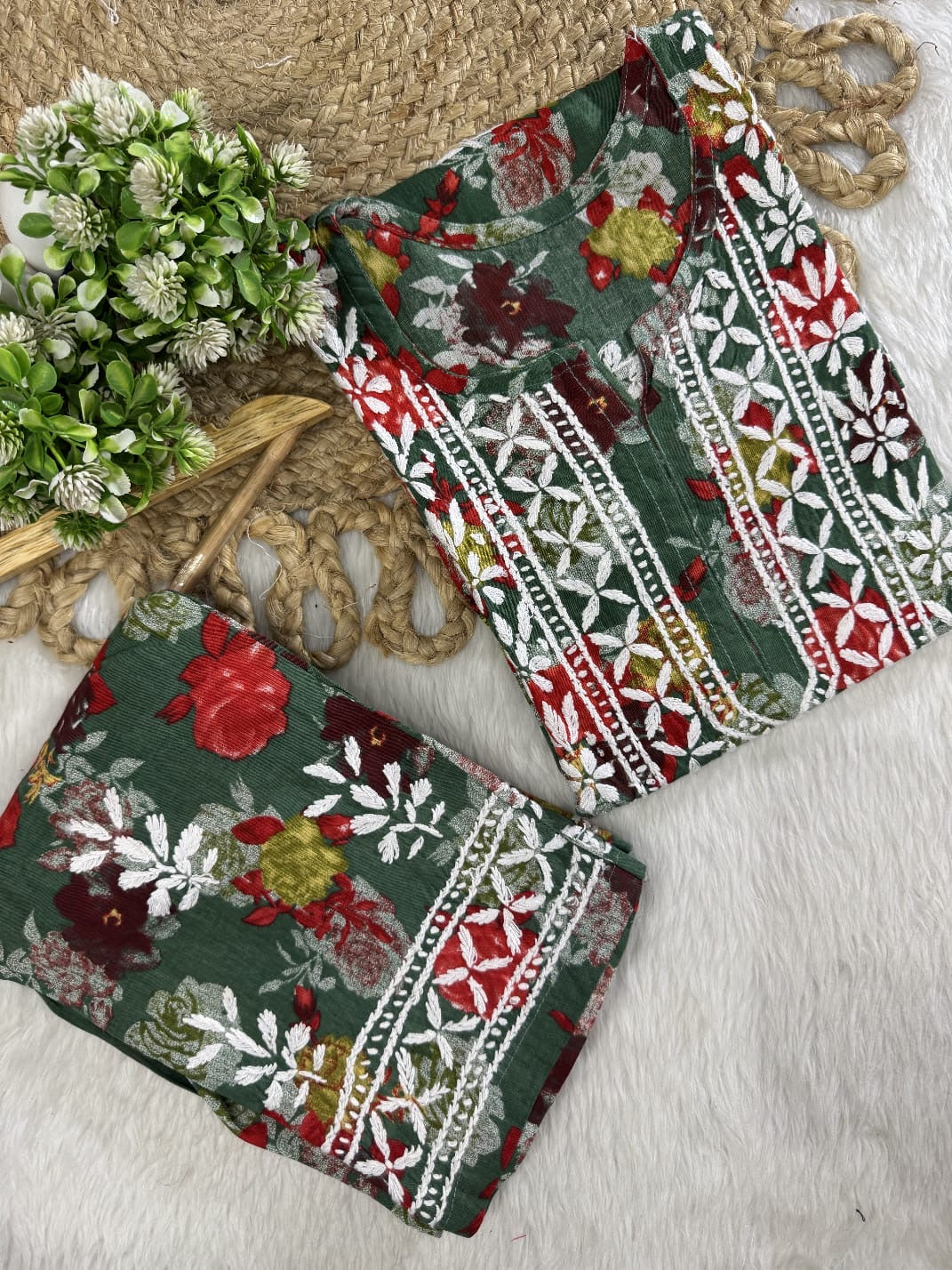 reyon printed A New Concept In reyon kurti with pant Set