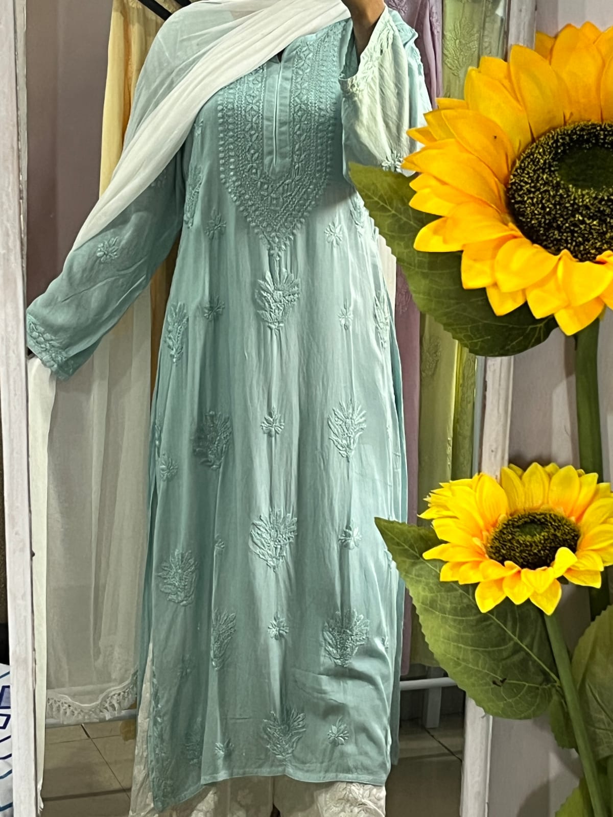 Comfortable Stylish chikankari Soft Kurtis in pastel shades