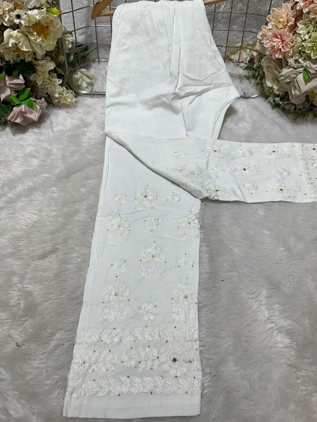 Lycra handwork pant with Muqaish