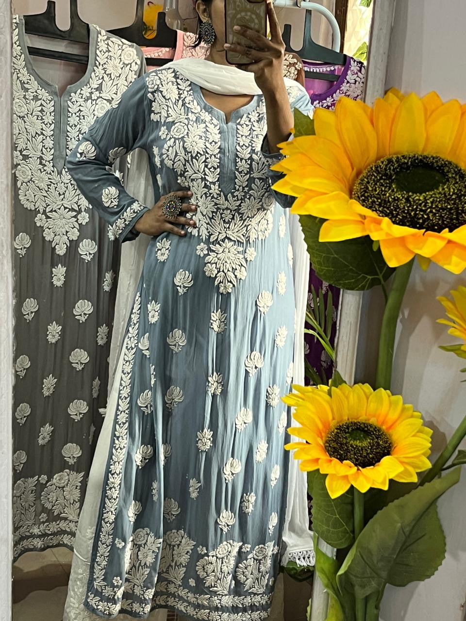 Viscose 3d Work Detailed Worked Kurta Only