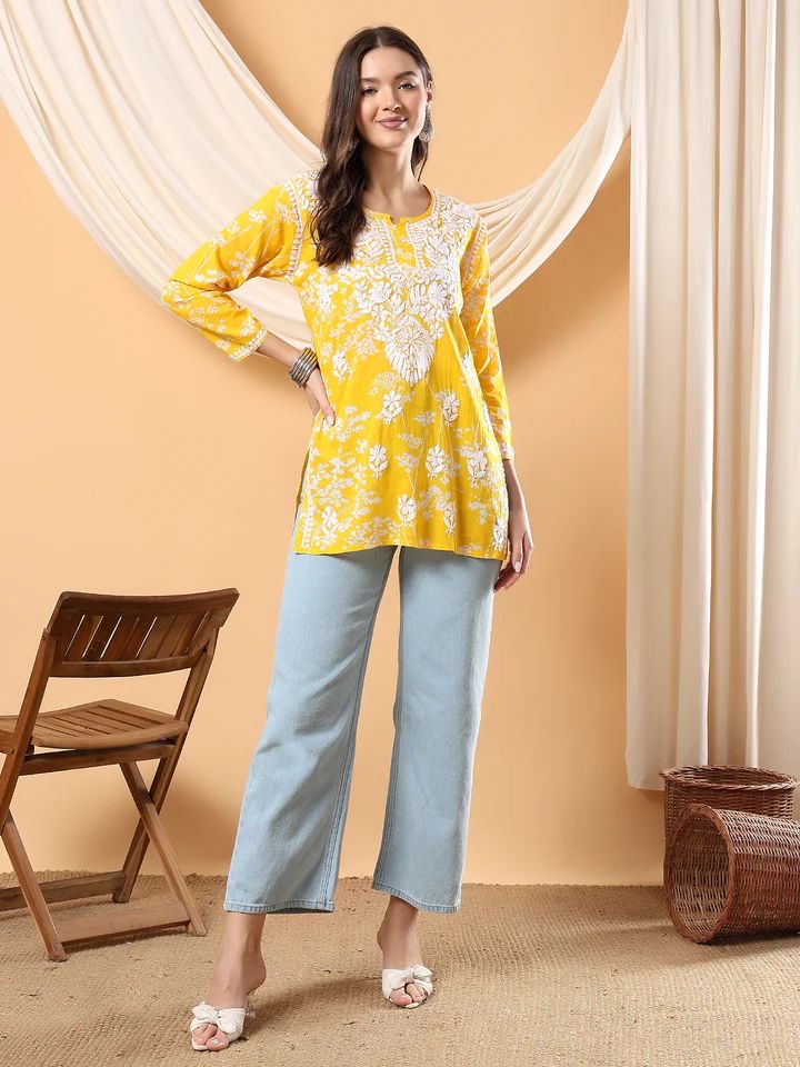 Mul mul short Top for College / Office / Daily Wear