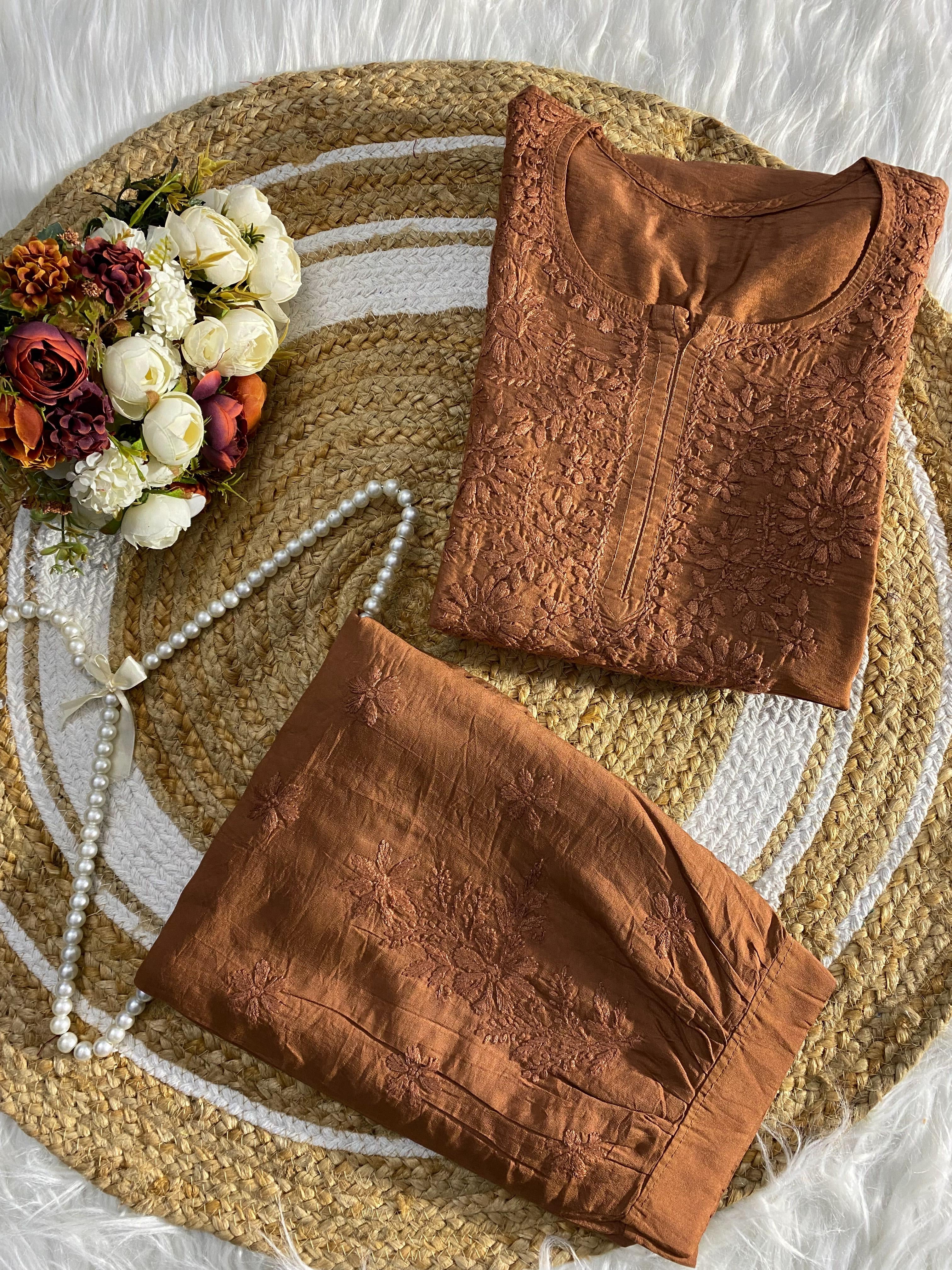 Soft, breathable & comfy — Chanderi Soft Fabric Kurti paired with stylish Afghani Salwar!