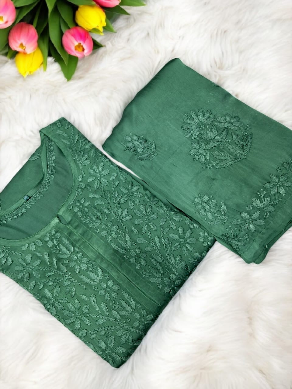 Modal Satin Super Soft Heavywork Co-ord Set