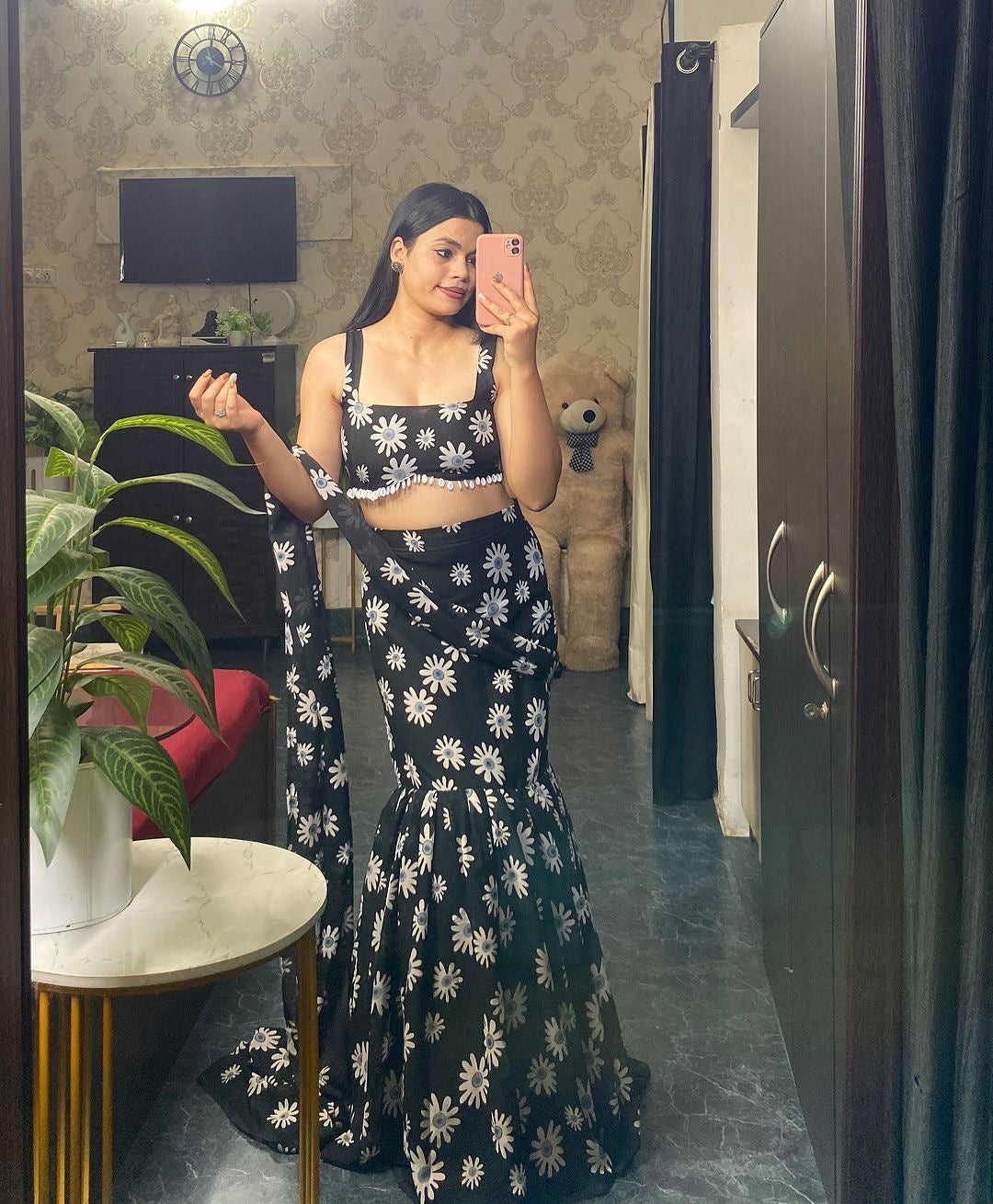 Black Pure Geroegette Printed Suit set