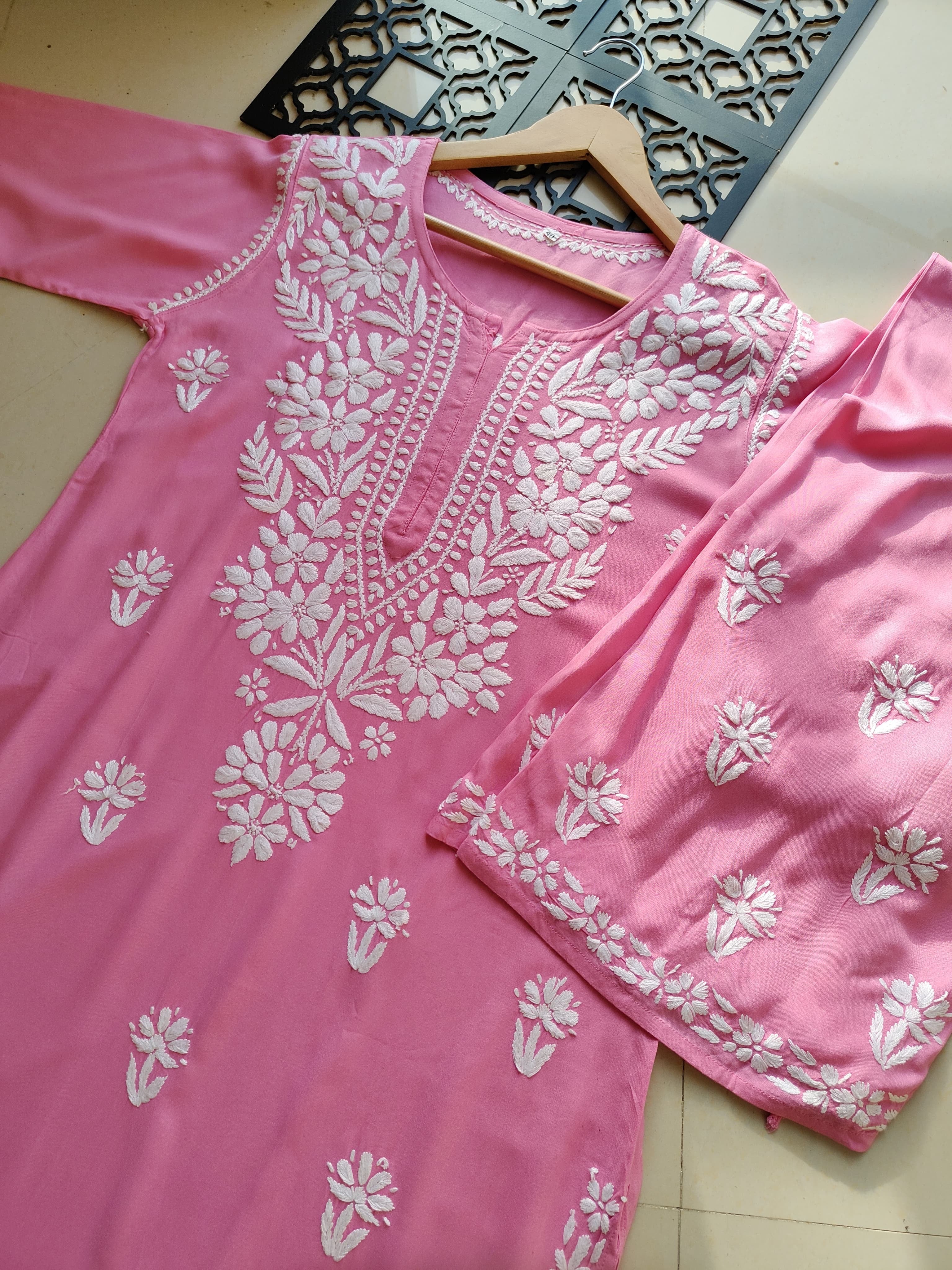 Rayon Flowers Embroidery Kurta and Plazzo