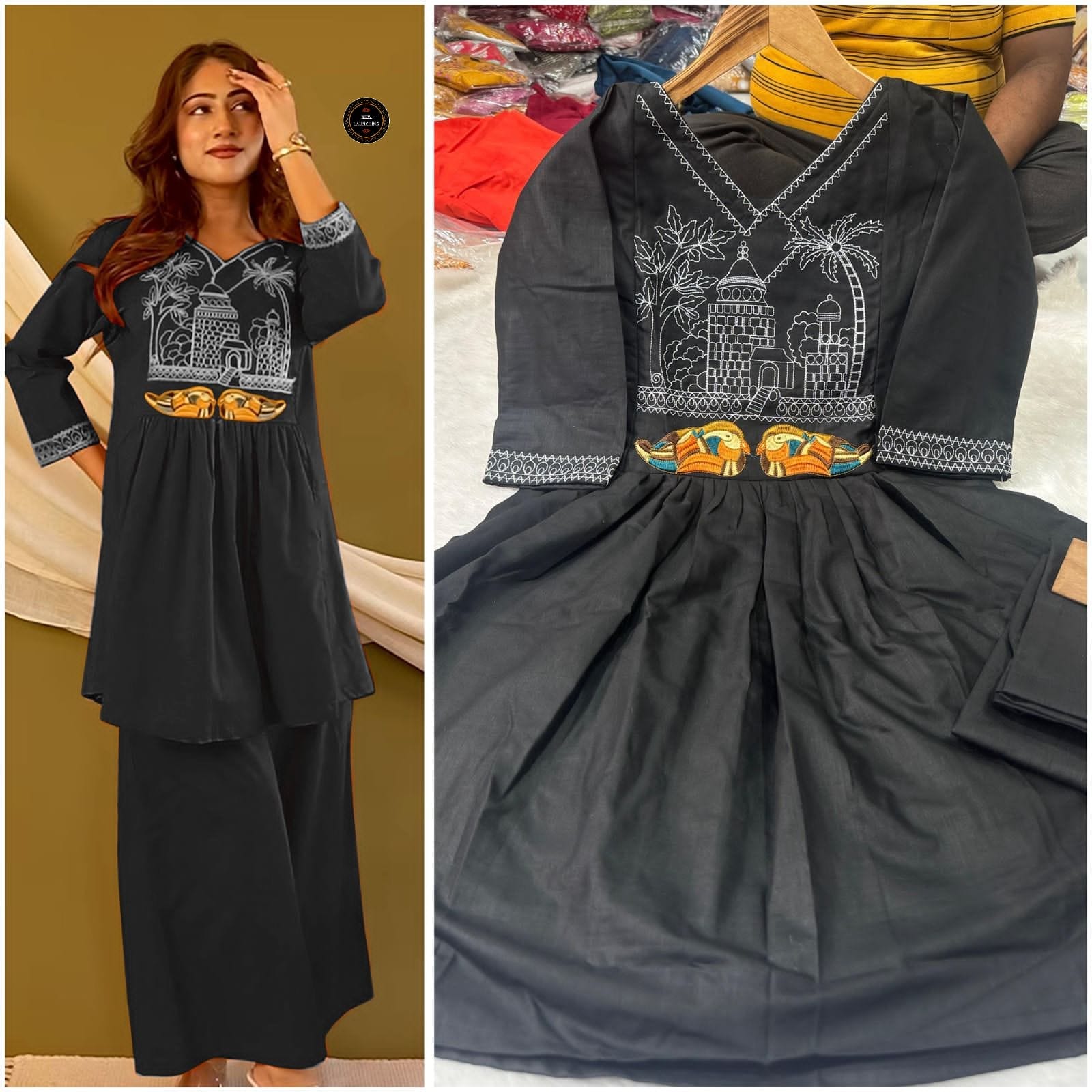 Premium Rayon Cotton Kurti Set with Elegant Embroidery