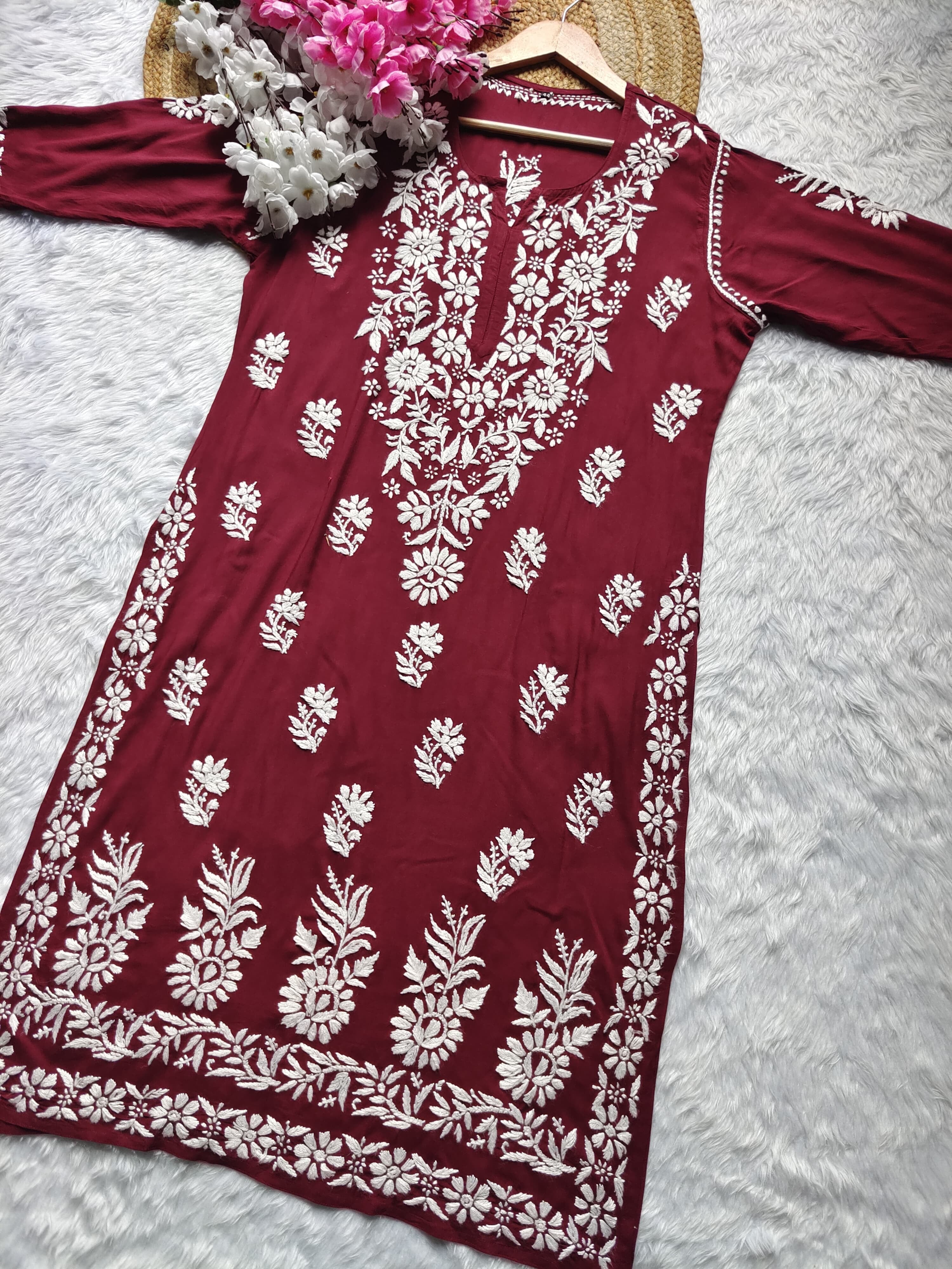 Bezzle by sarita 38 / red Modal Luxuries Daman Chikan Kurtis