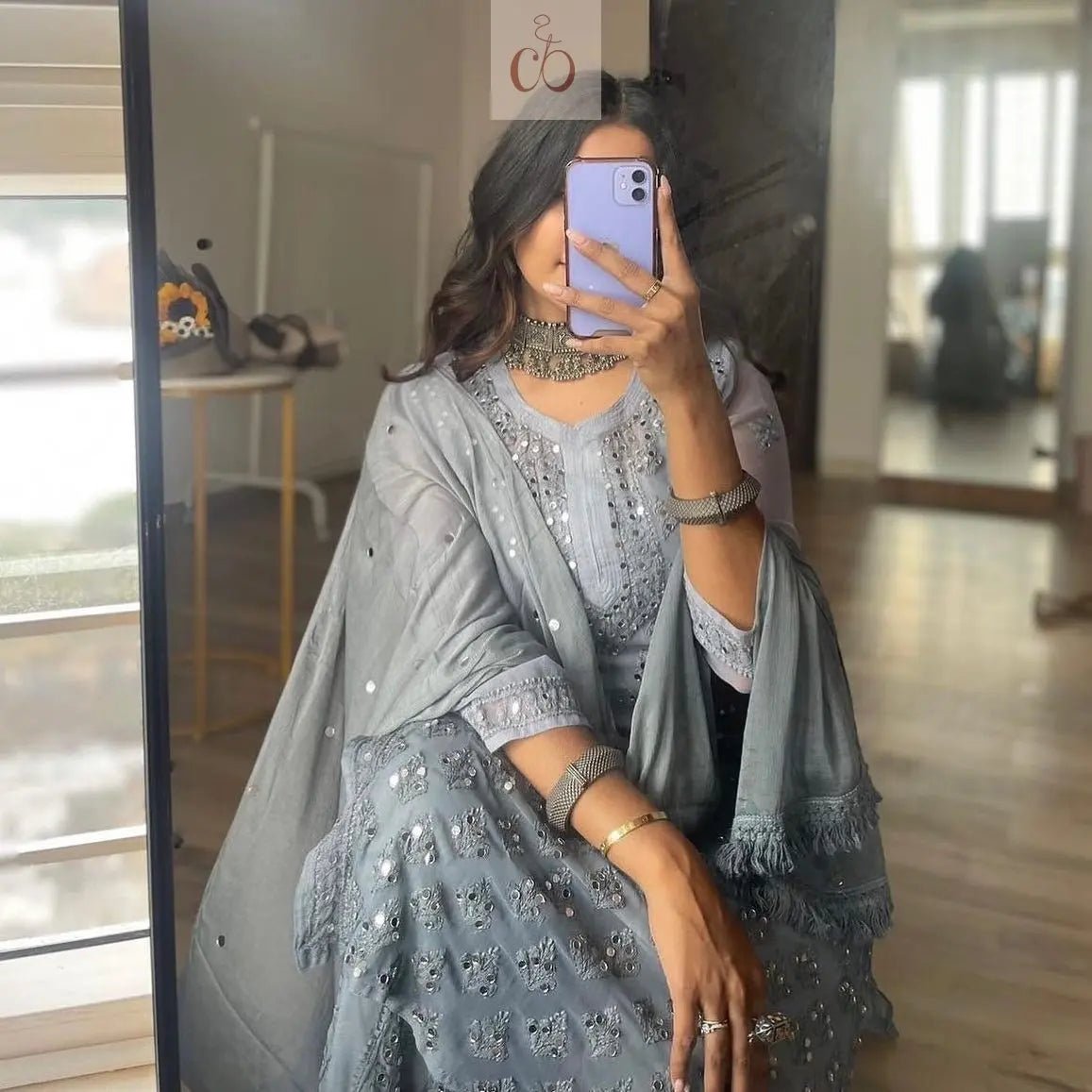 Buti Jaal Mirror Work 4pc Set ( Most Loved ) 8 Shades - chikankariofficial