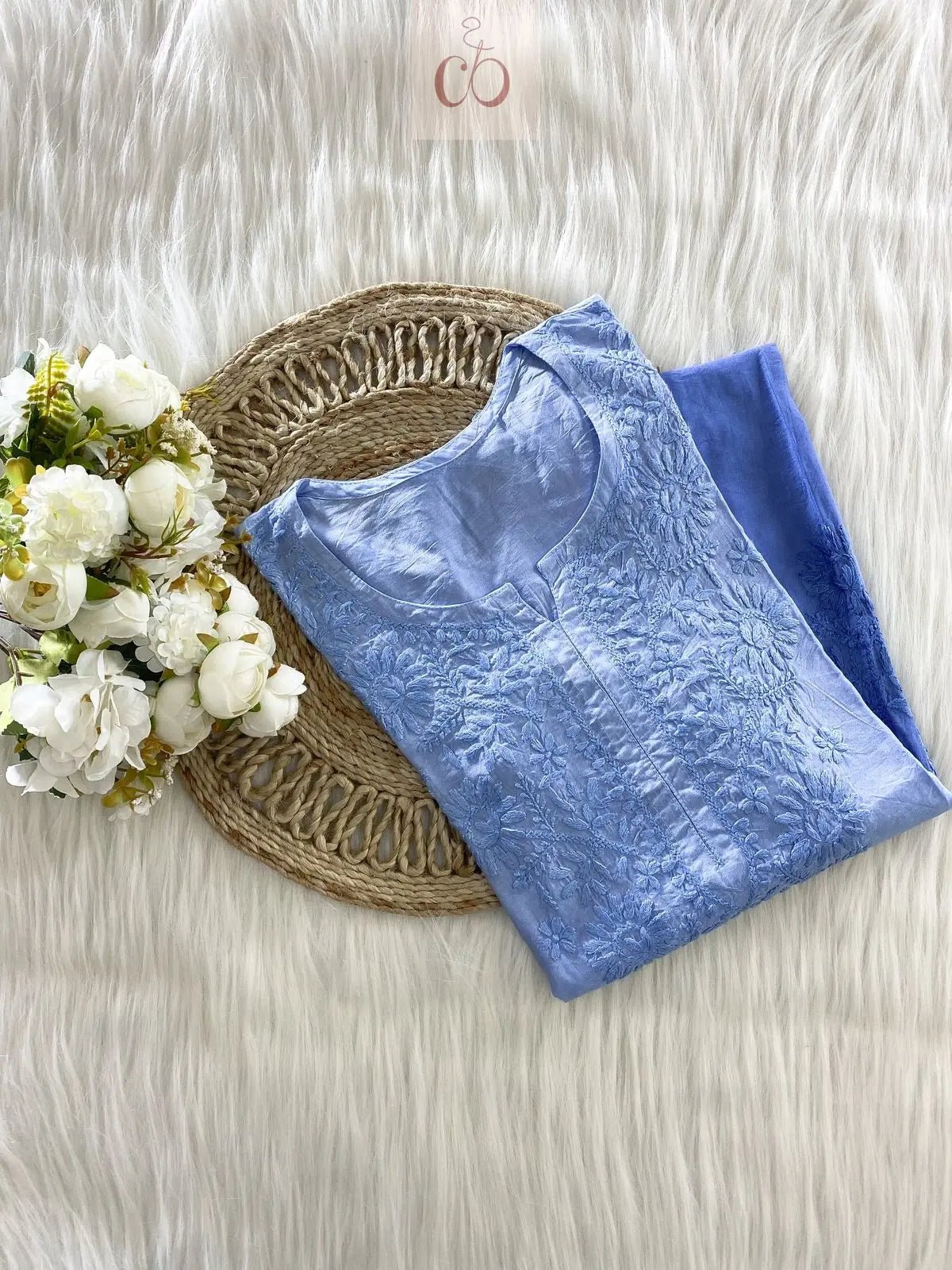 ButterSoft Chanderi HandCrafted Kurtis - chikankariofficial