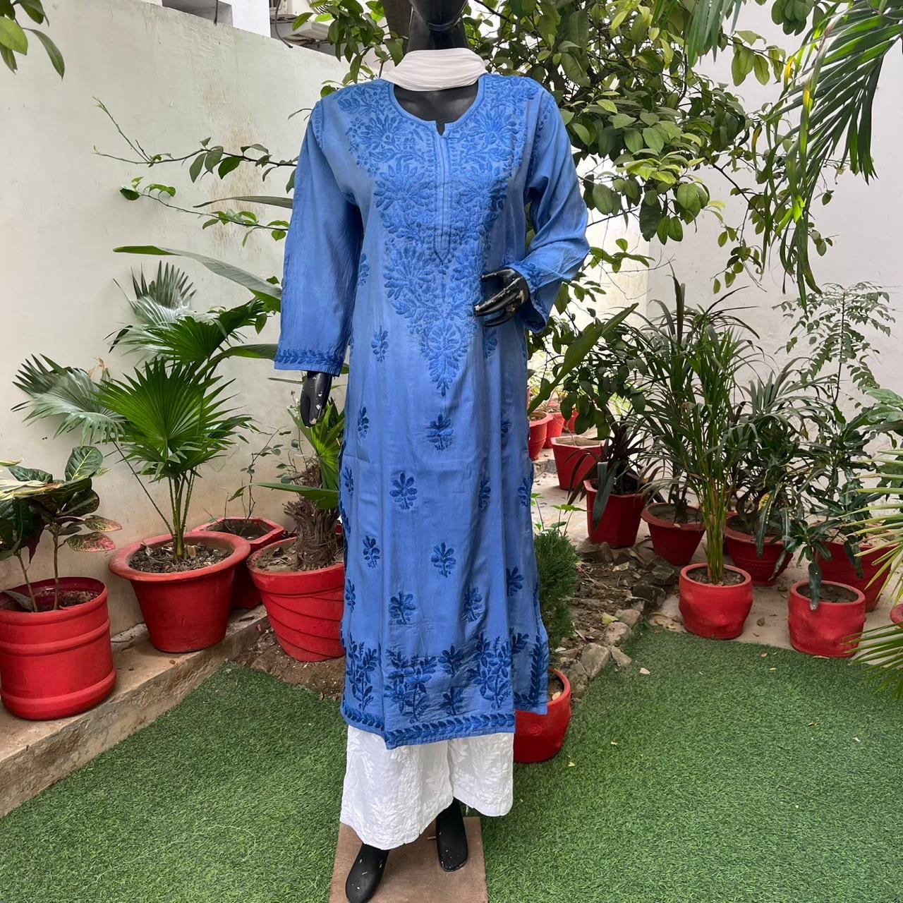 Chanderi Ombre Straight kurtis - chikankariofficial