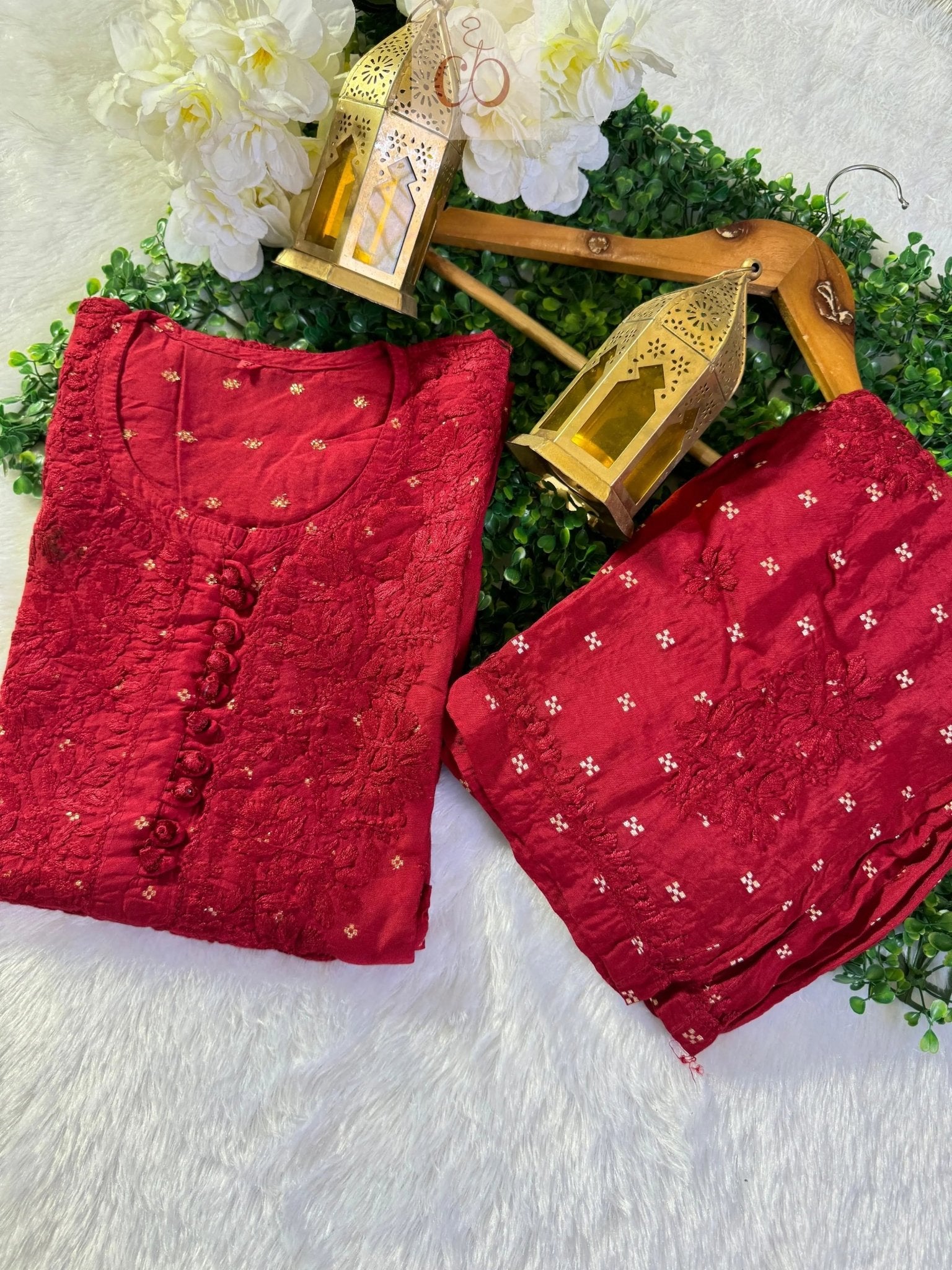 Chanderi Teeki Set ( Deepa Special) - chikankariofficial