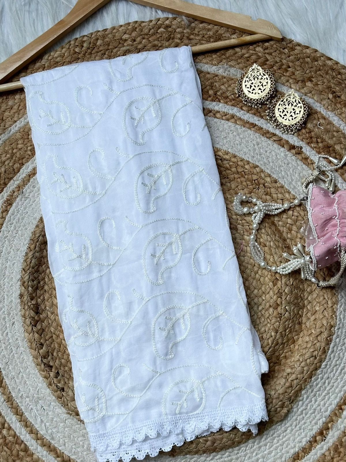 Chiffon dupatta 2.5mtr - Chikankari Worked