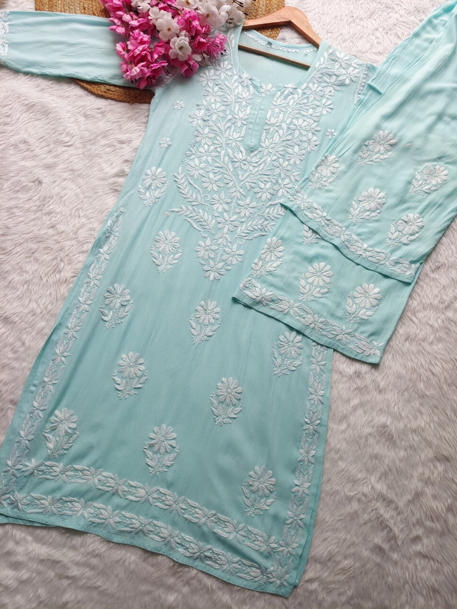 Chikankari Flower Embroidered sets - chikankariofficial