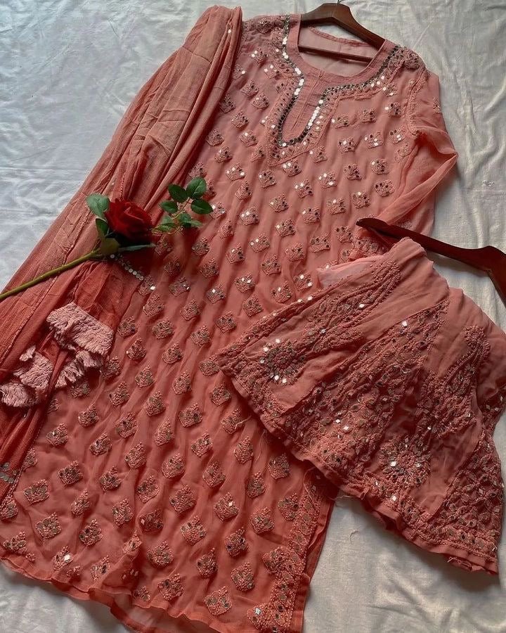 Chikankari Mirror work Set - chikankariofficial