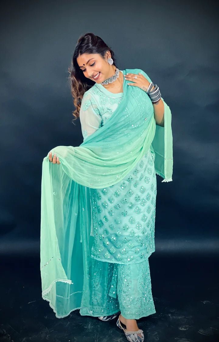 Chikankari Mirror work Set - chikankariofficial