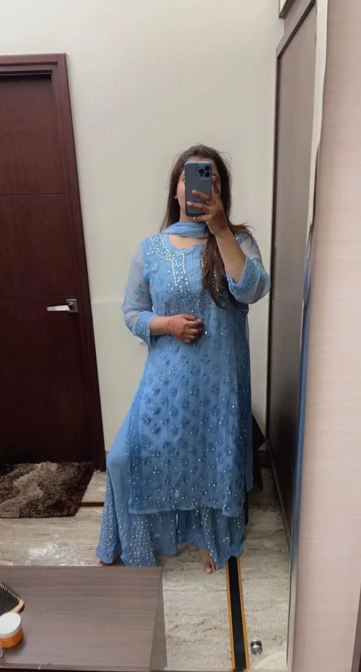 Chikankari Mirror work Set - chikankariofficial