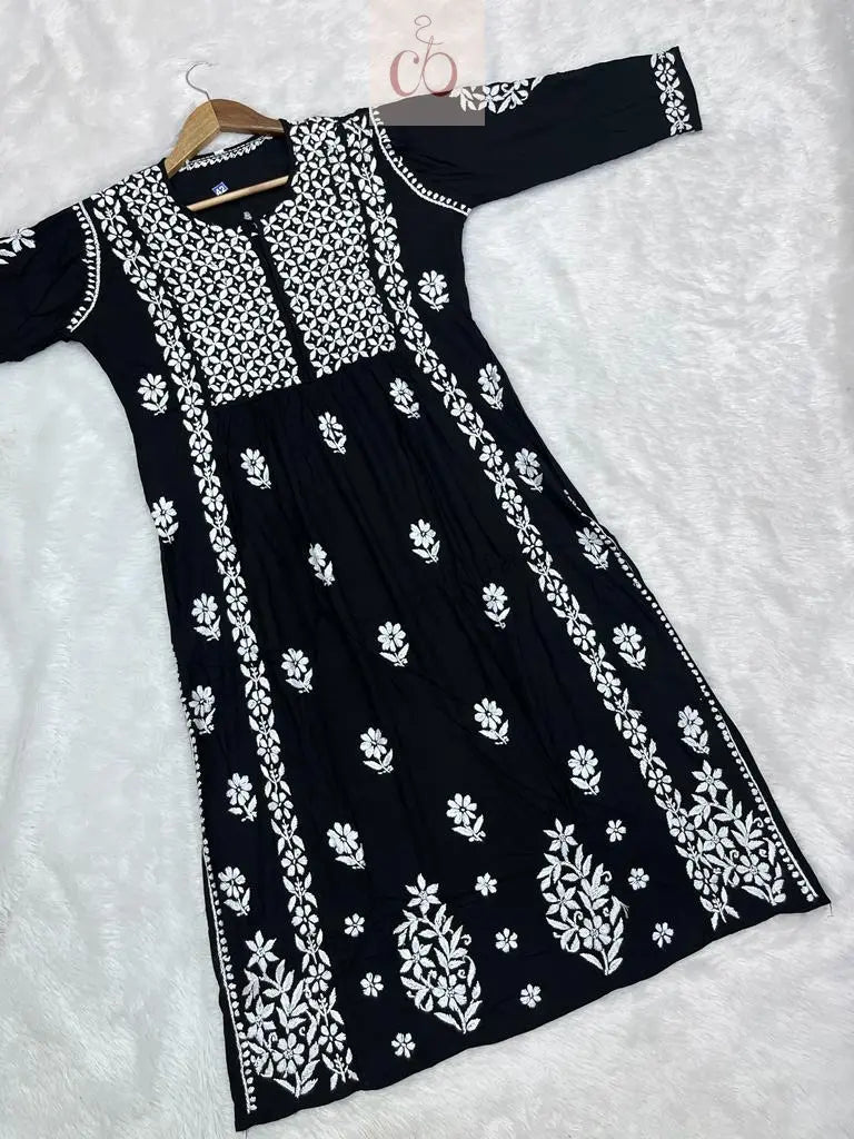 Chikankari Official 38 / black Modal Nyra Cut Gown