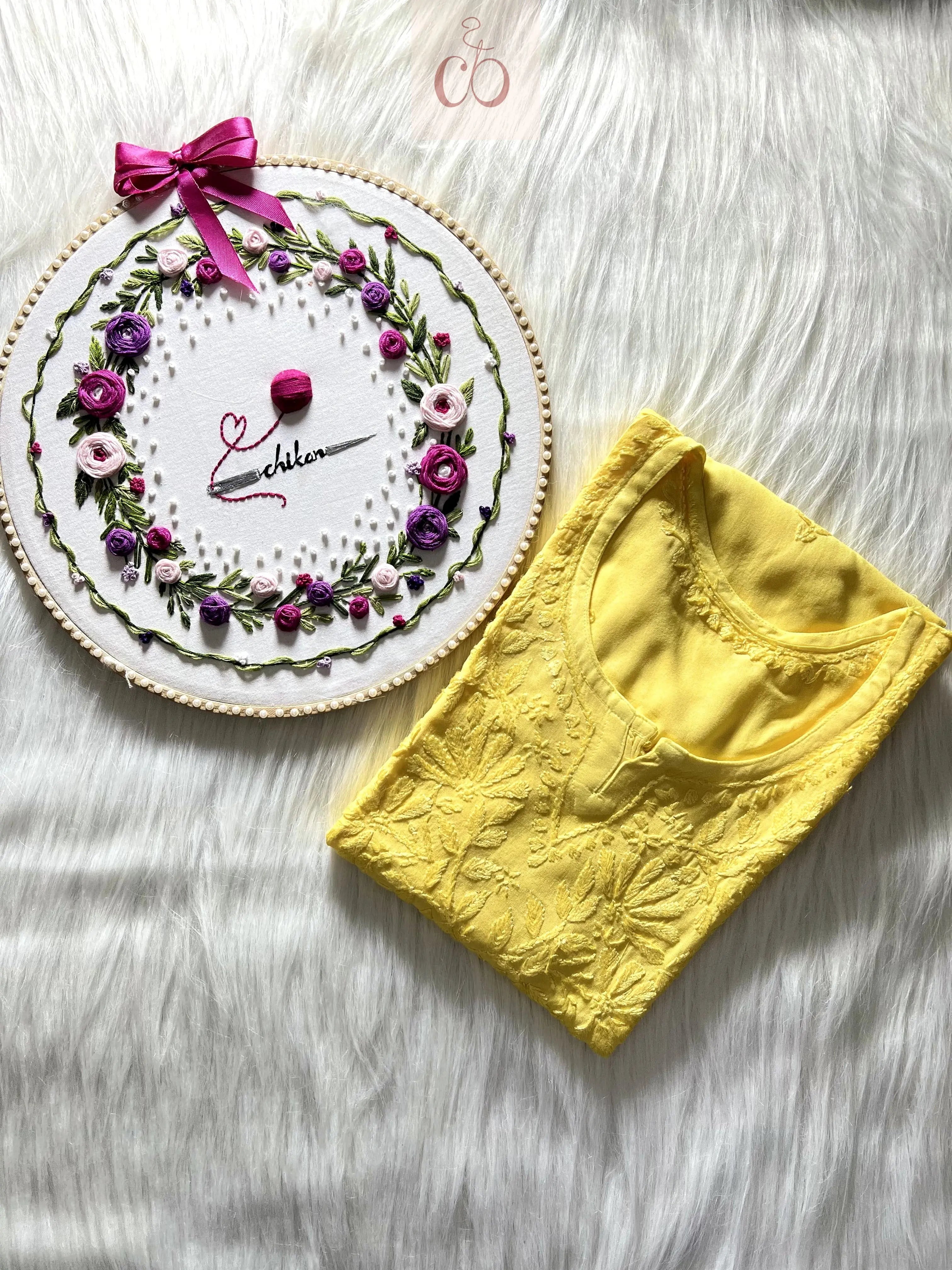 Chikankari Official 38 / yellow Summer Refreshing Rayon Short Tops