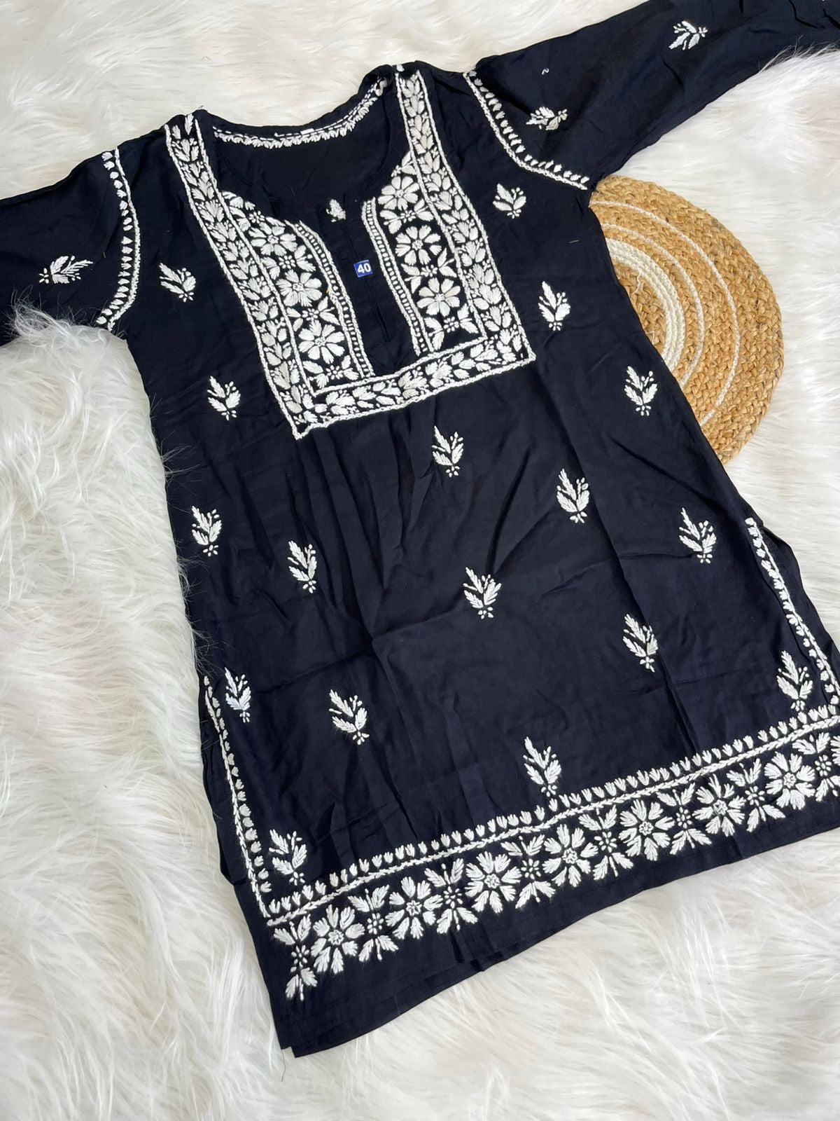 chikankariofficial 38 / black Trendy Soft And Comfortable Modal Short Top