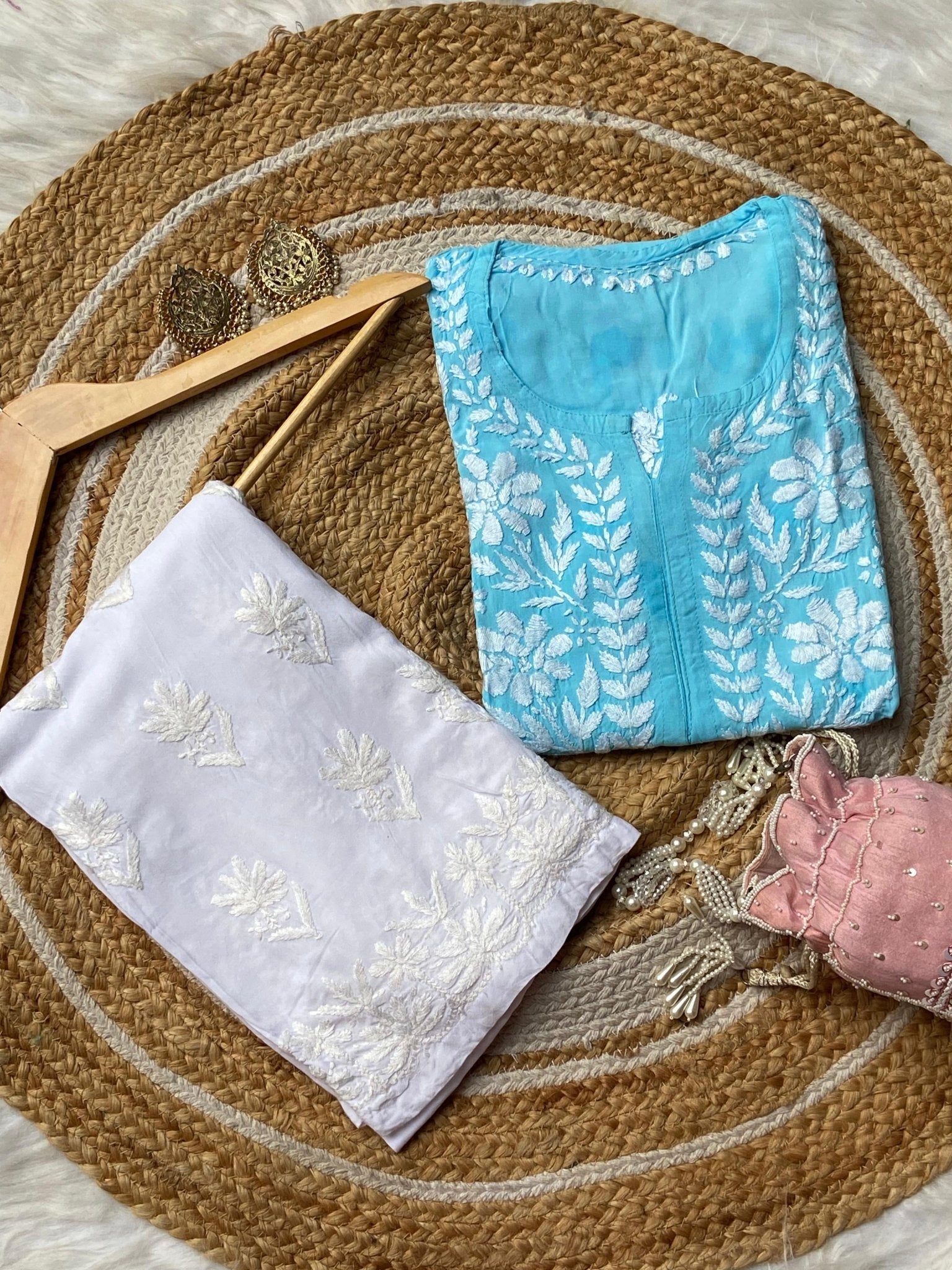 chikankariofficial 38 / blue Chikankari rayon kurti