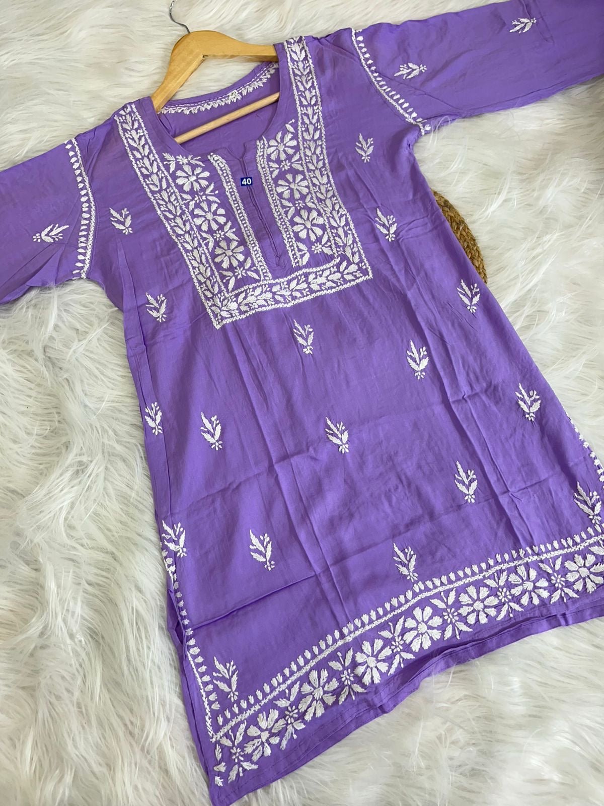 chikankariofficial 38 / lilac Trendy Soft And Comfortable Modal Short Top