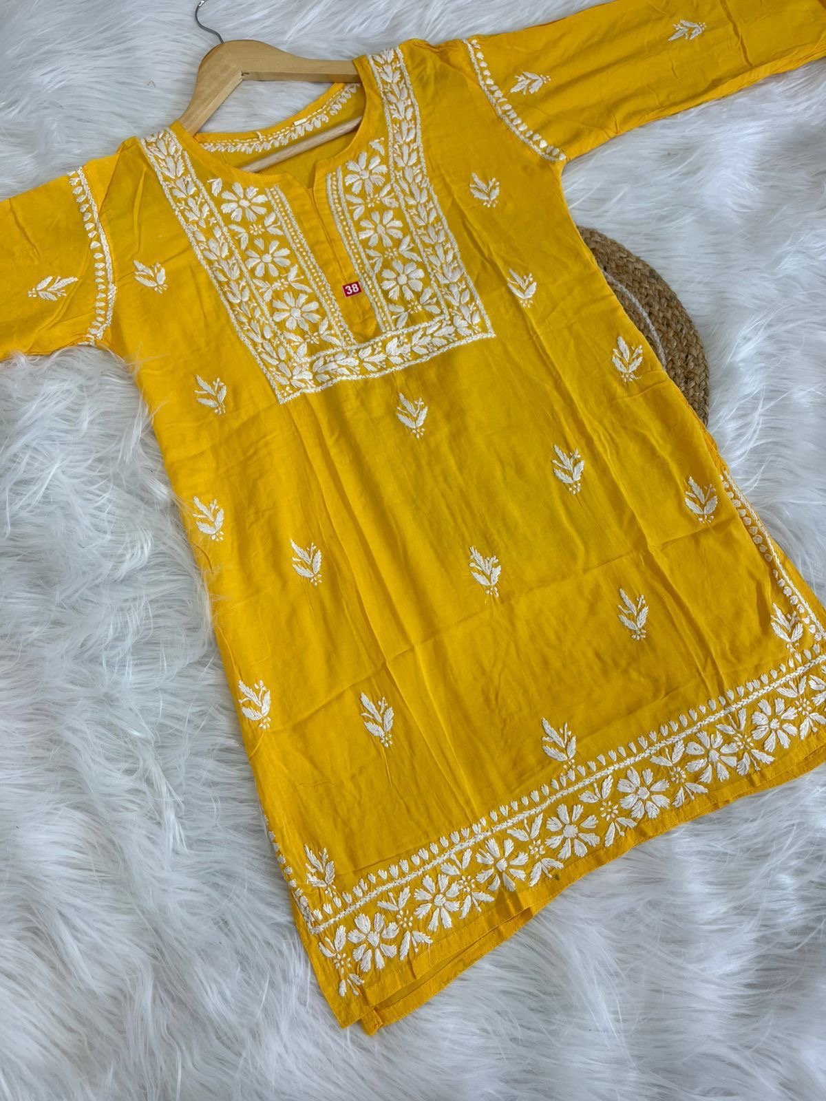chikankariofficial 38 / yellow Trendy Soft And Comfortable Modal Short Top