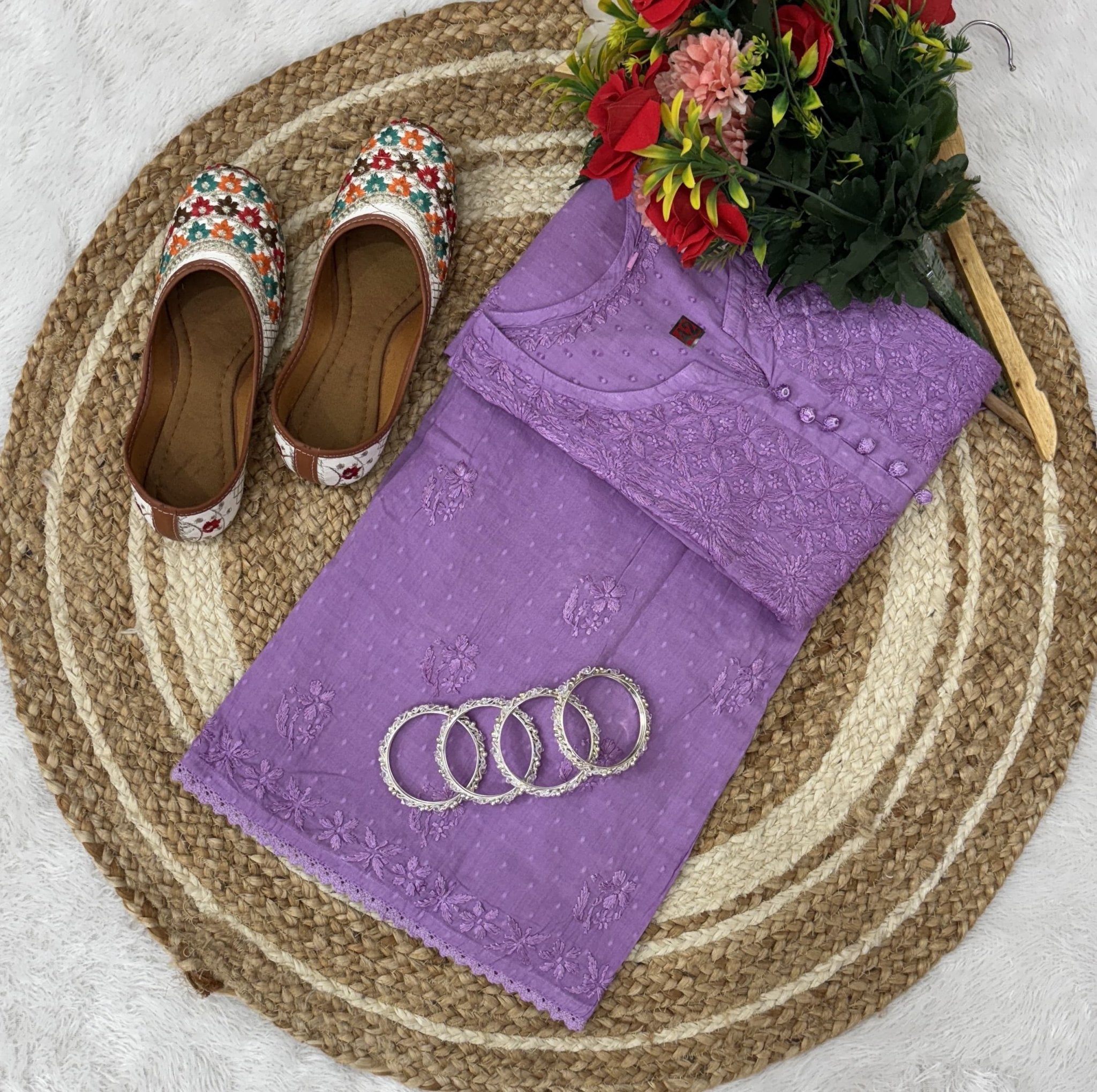 chikankariofficial Chikankari Dobby cotton Plazzo set