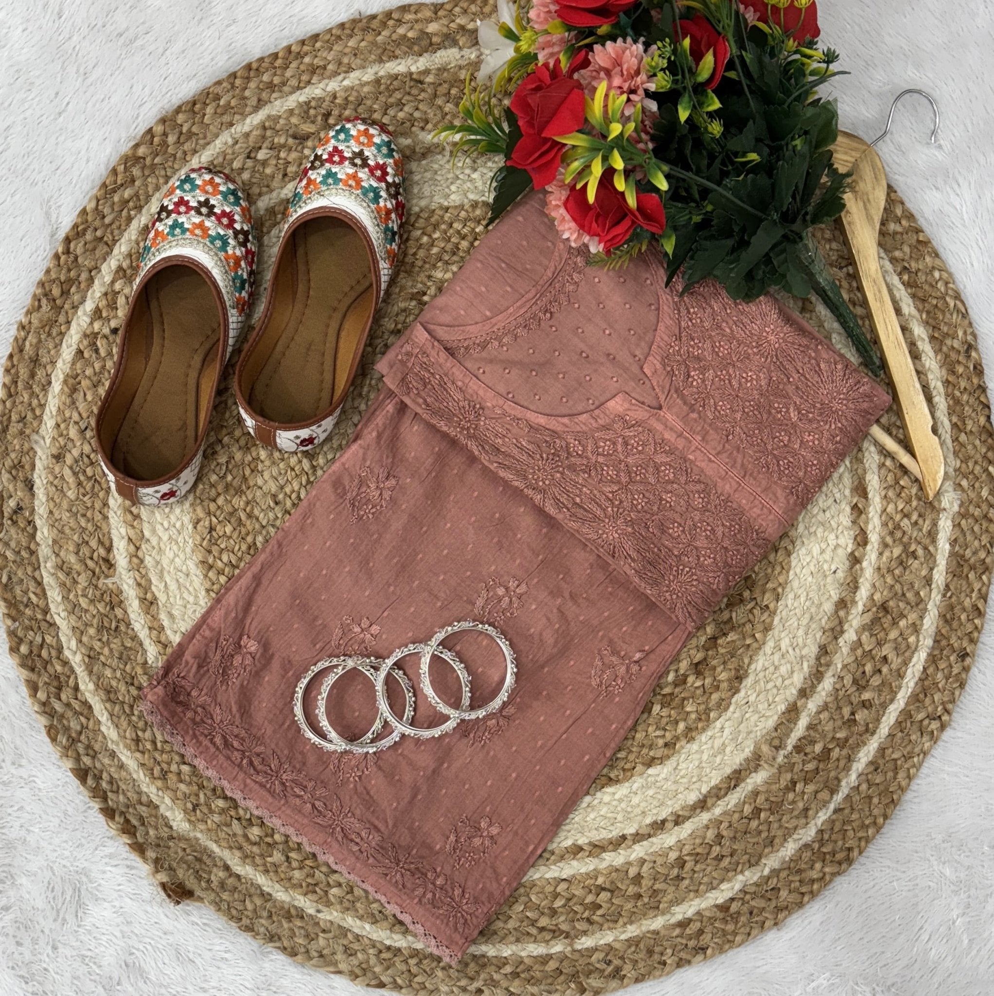 chikankariofficial Chikankari Dobby cotton Plazzo set