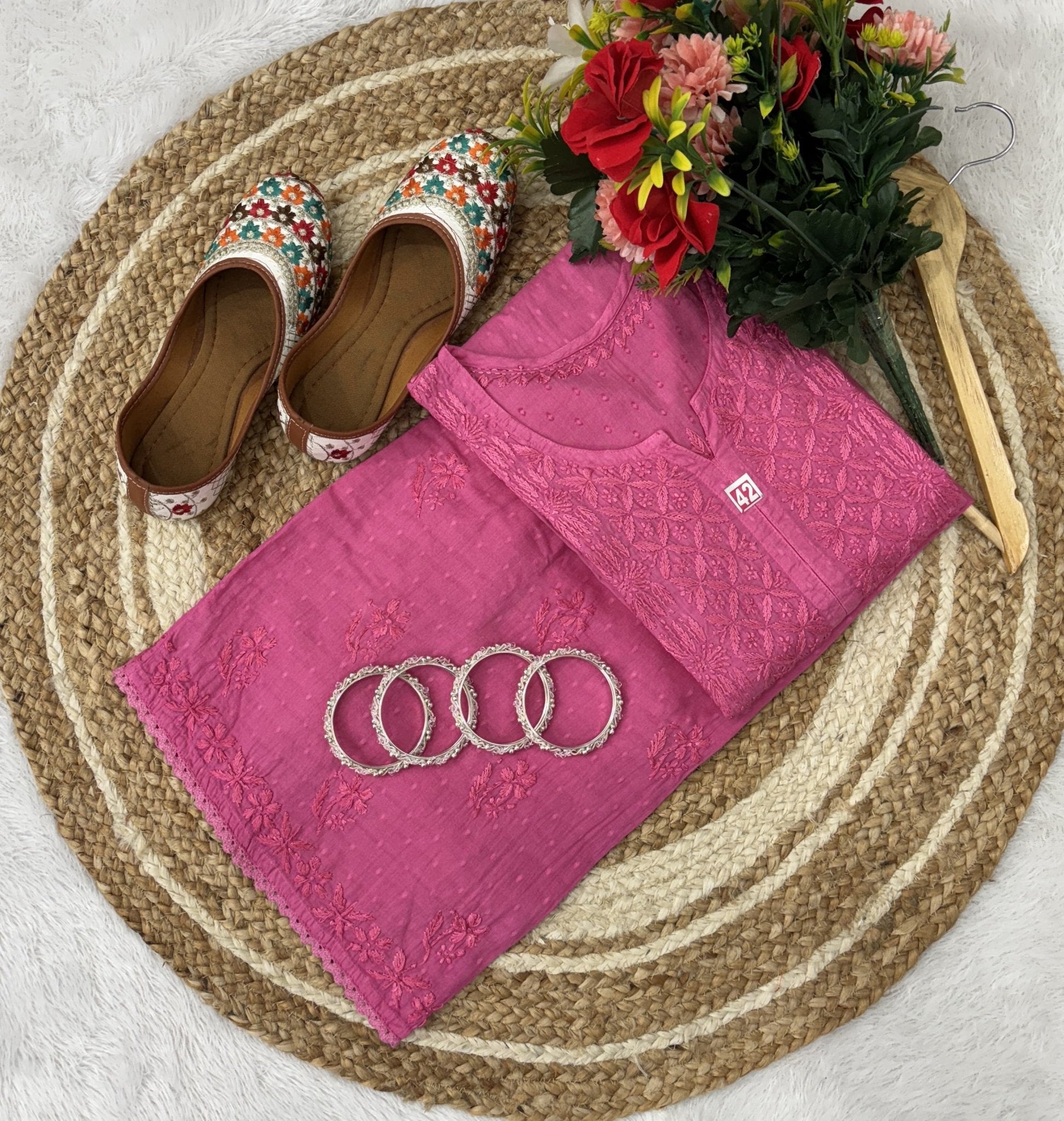 chikankariofficial Chikankari Dobby cotton Plazzo set