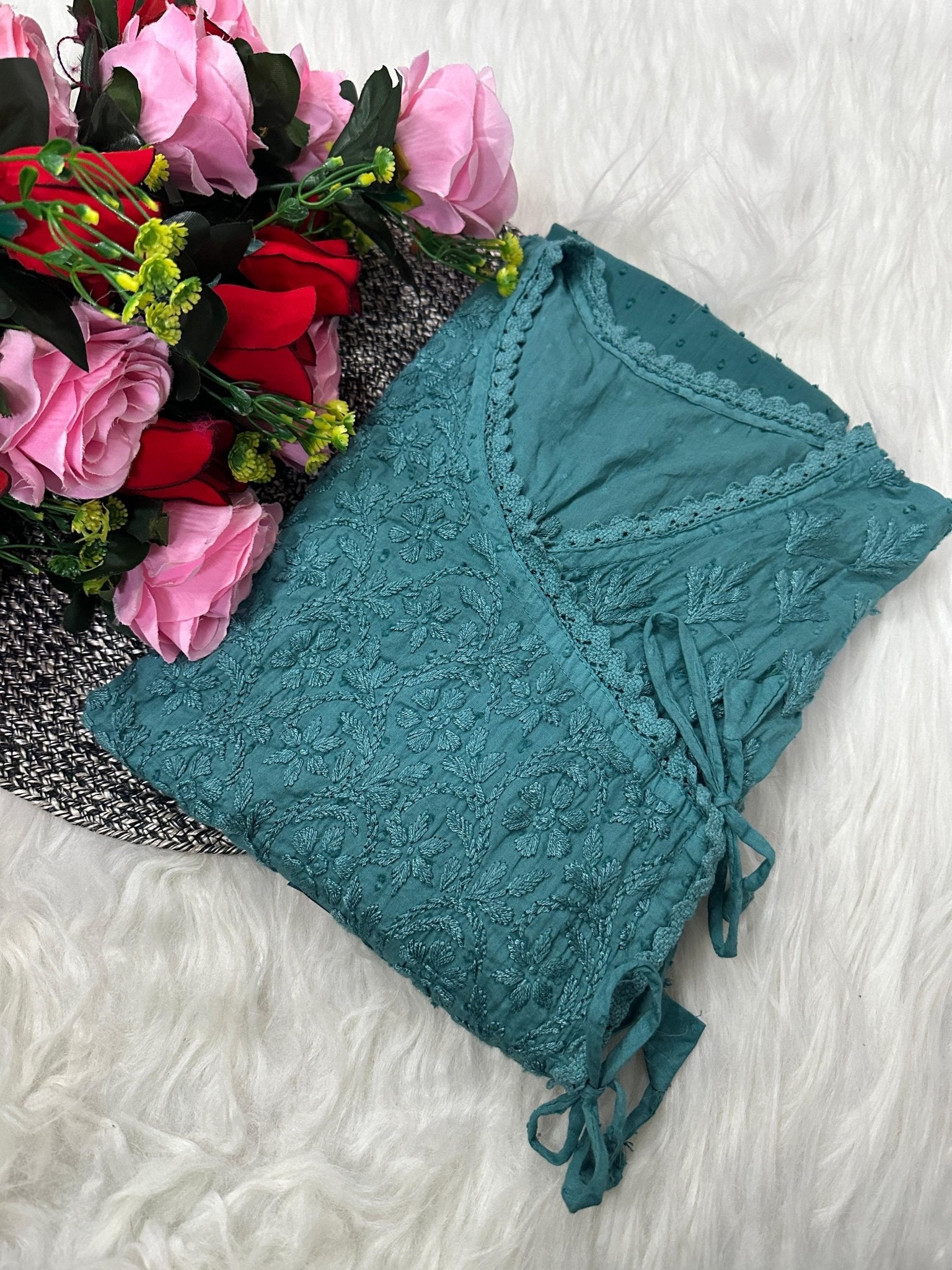 Dobby Cotton Angrakha Handworked Bhawna special - chikankariofficial