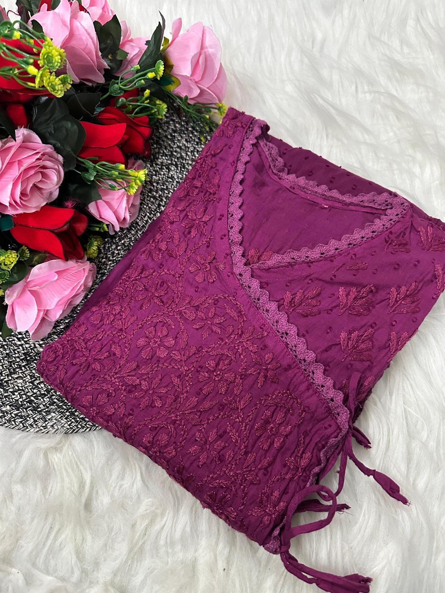 Dobby Cotton Angrakha Handworked Bhawna special - chikankariofficial