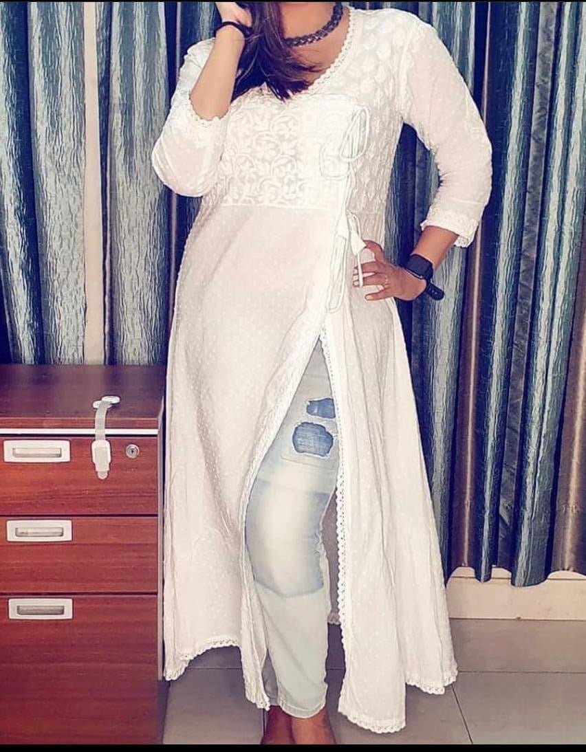 Dobby Cotton Angrakha Handworked Bhawna special - chikankariofficial