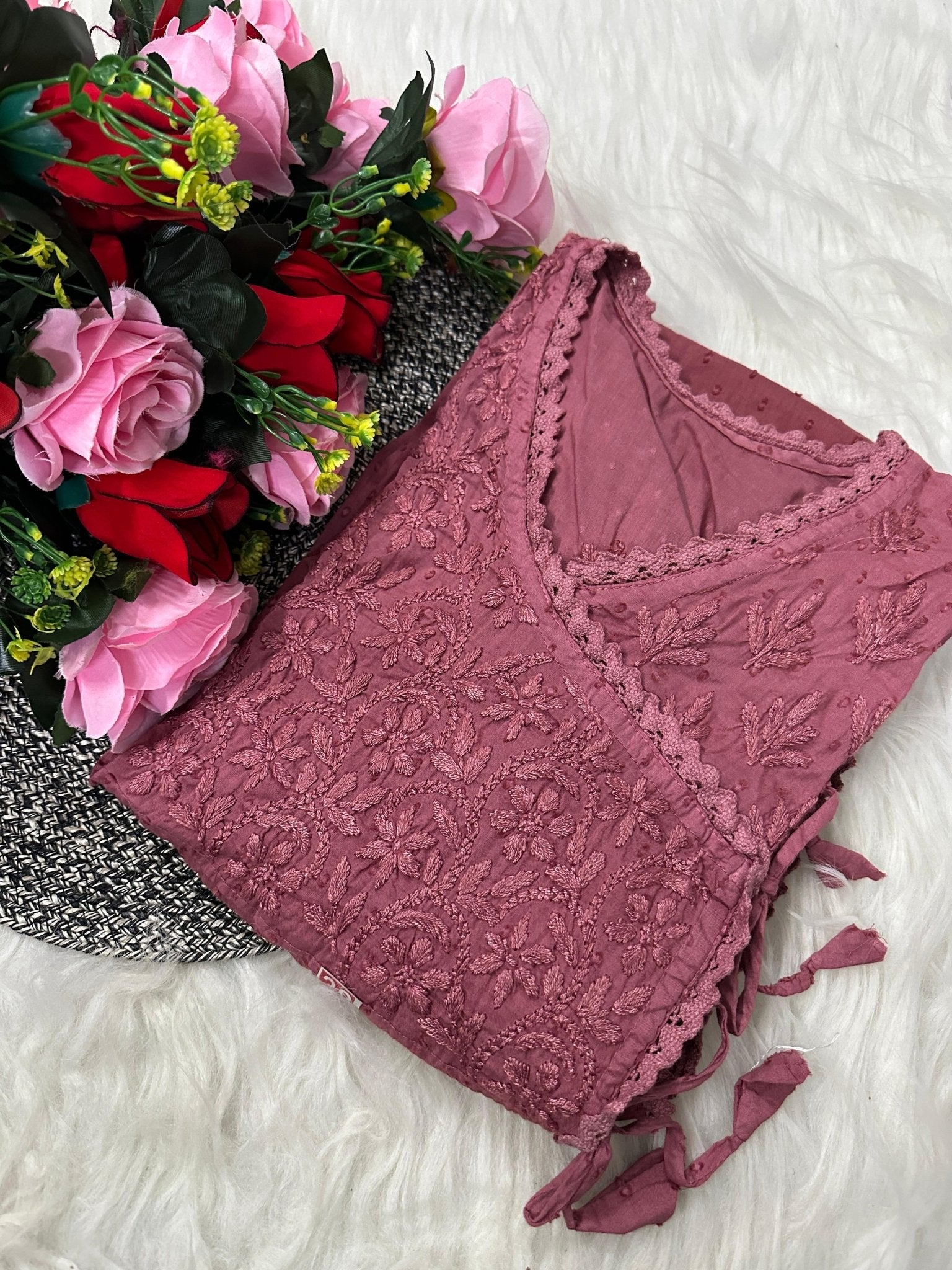 Dobby Cotton Angrakha Handworked Bhawna special - chikankariofficial