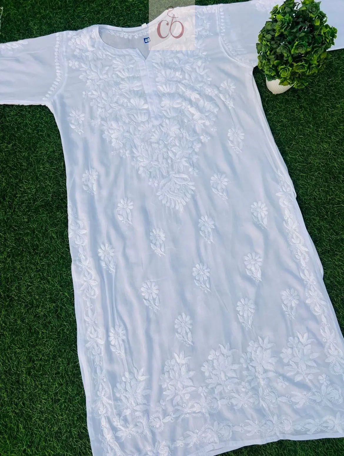 Dyeable Modal Chikankari ( White ) - chikankariofficial