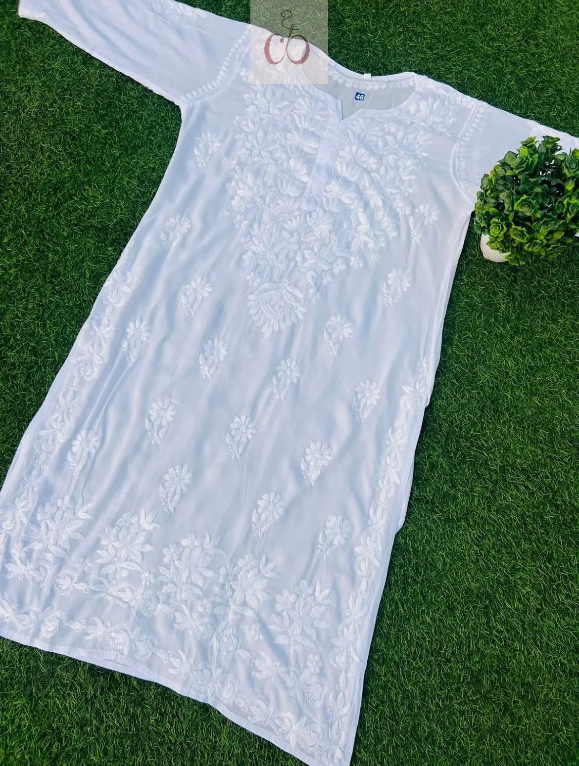 Dyeable Modal Chikankari ( White ) - chikankariofficial