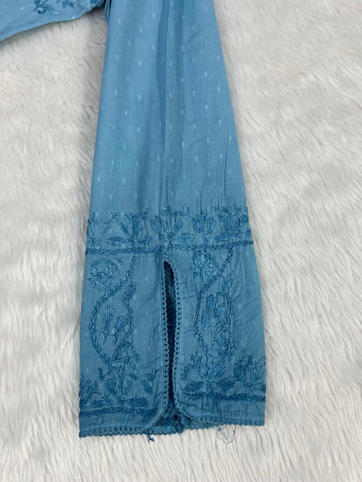 Dyeable Premium Ombre Shades Dobby Cotton with Crochet Border Tanya Special - chikankariofficial