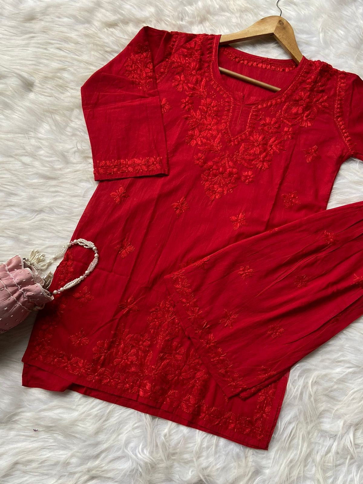 Dyed Cotton Short Gharara Top - chikankariofficial