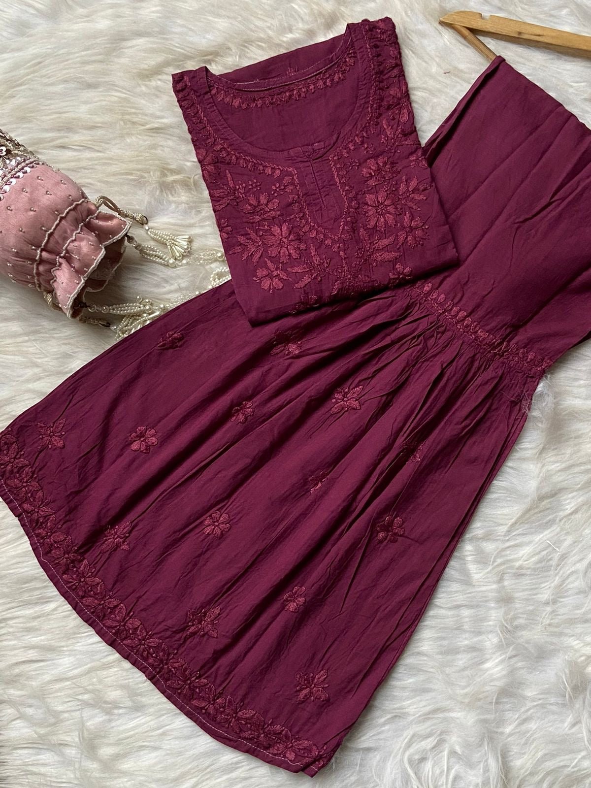 Dyed Cotton Short Gharara Top - chikankariofficial