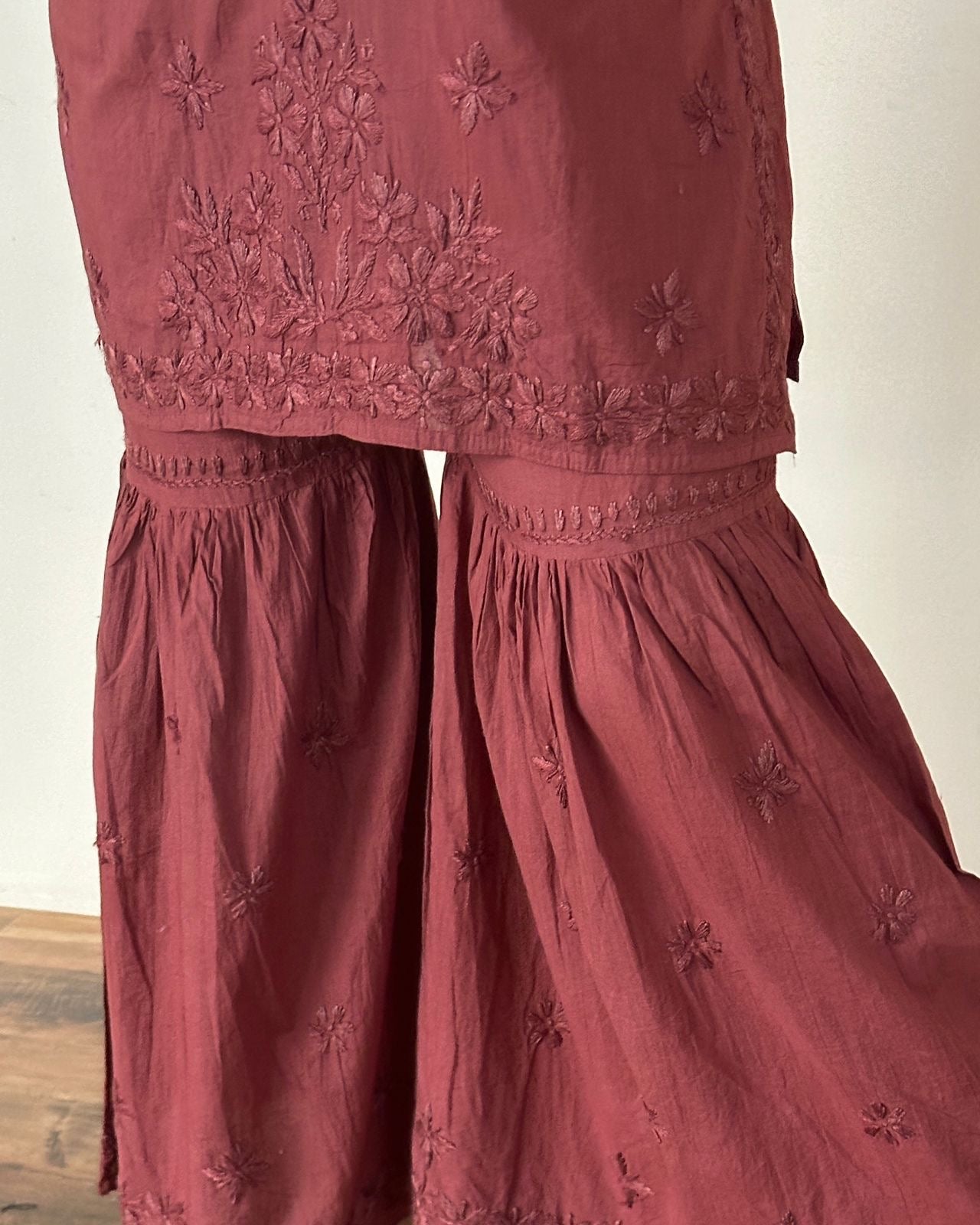 Dyed Cotton Short Gharara Top - chikankariofficial