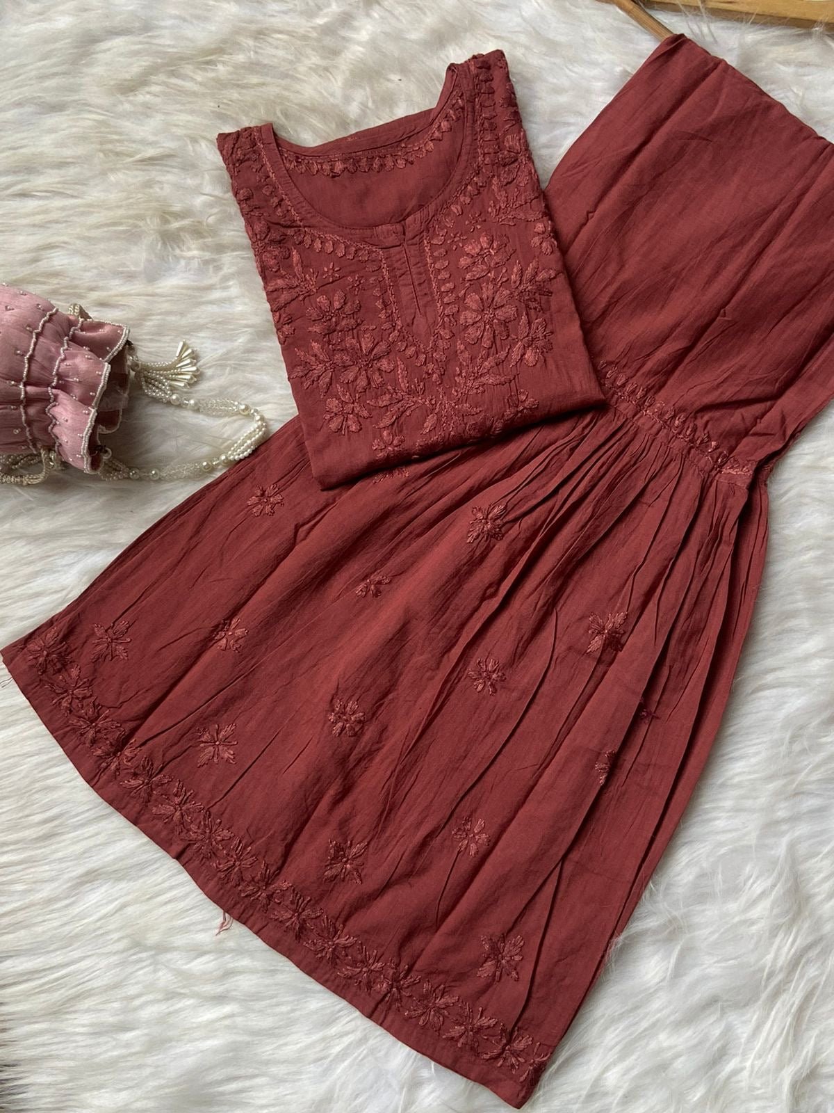 Dyed Cotton Short Gharara Top - chikankariofficial