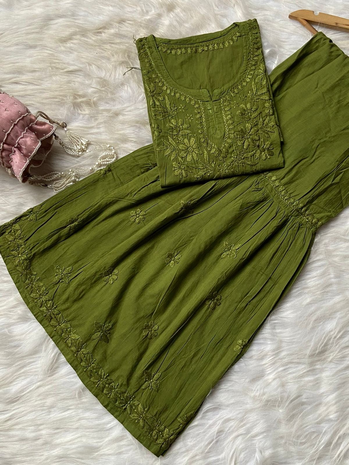 Dyed Cotton Short Gharara Top - chikankariofficial