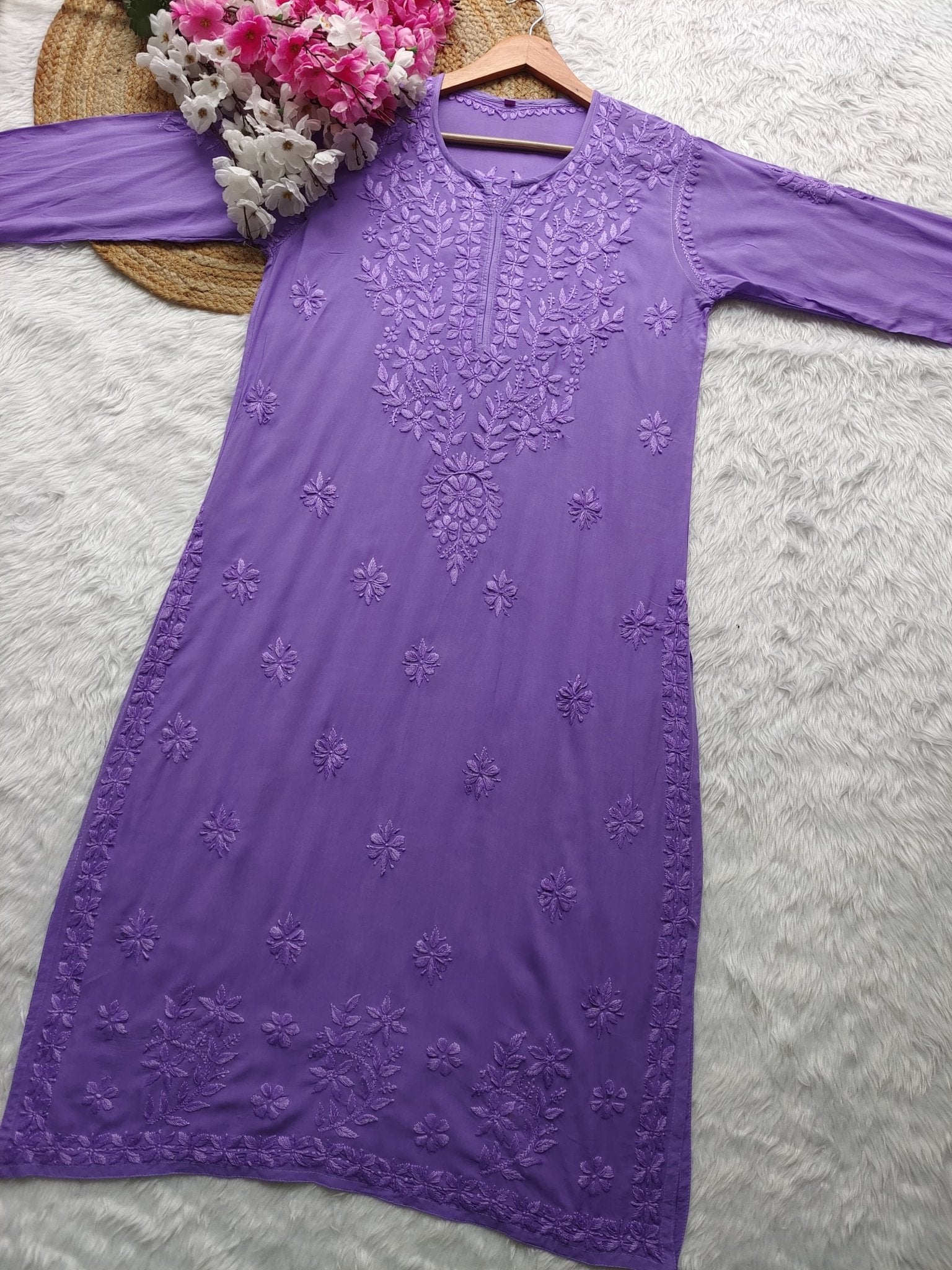 Dyed Straight Fit Modal Kurtas - chikankariofficial