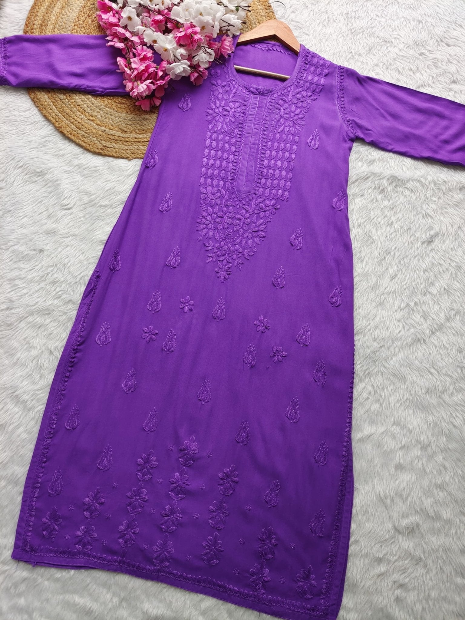 Dyed Straight Fit Modal Kurtas - chikankariofficial