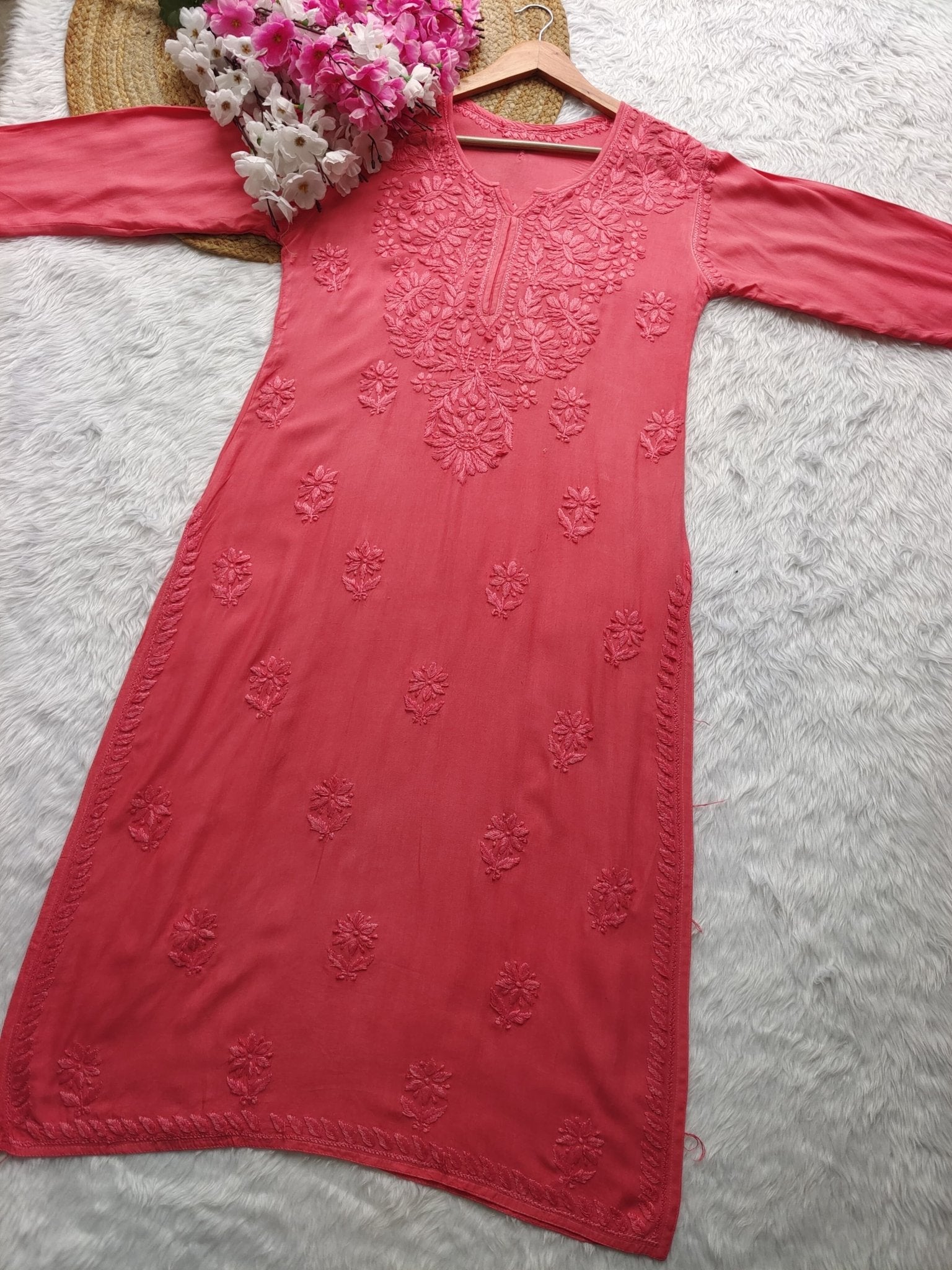 Dyed Straight Fit Modal Kurtas - chikankariofficial