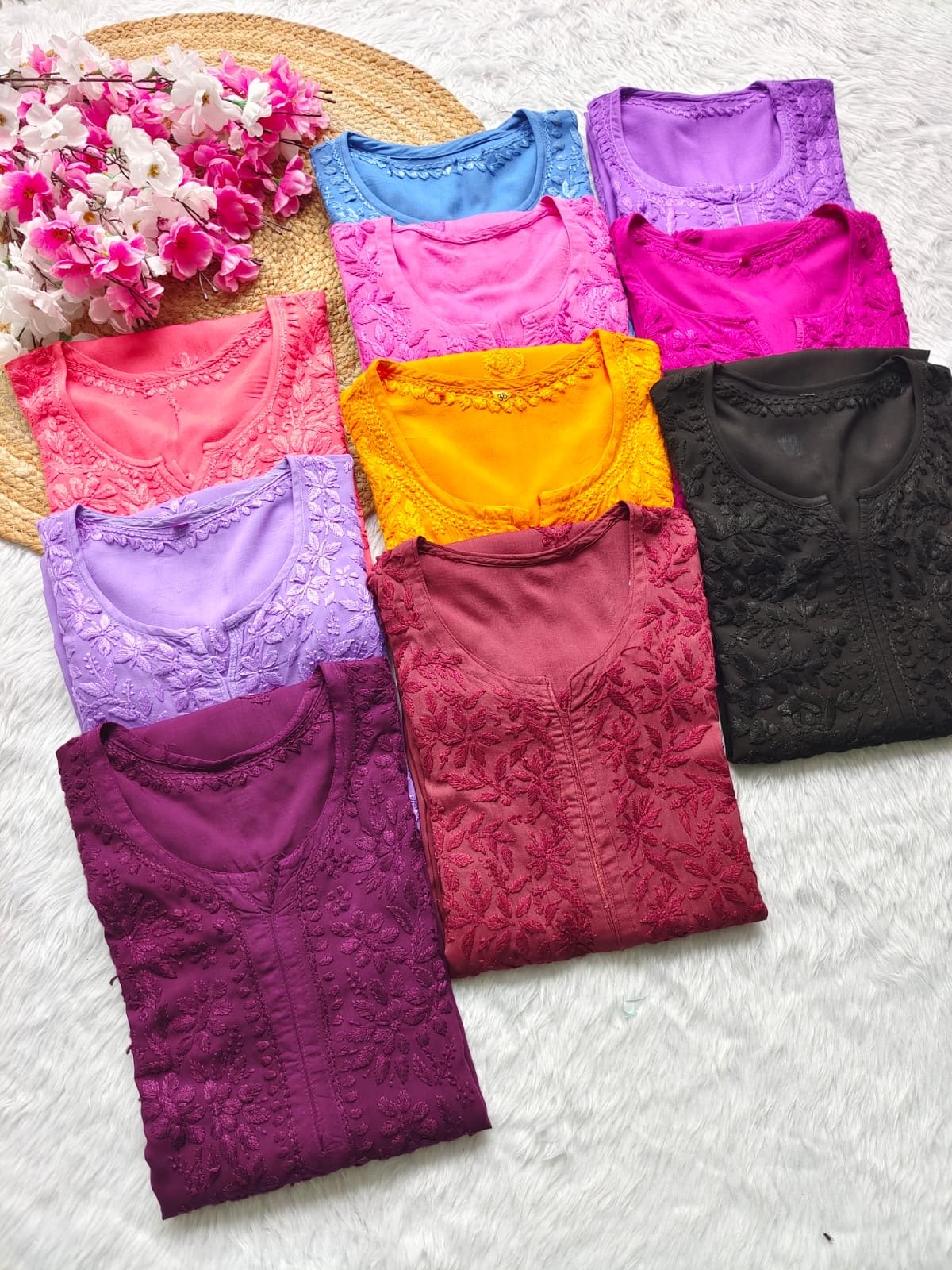 Dyed Straight Fit Modal Kurtas - chikankariofficial